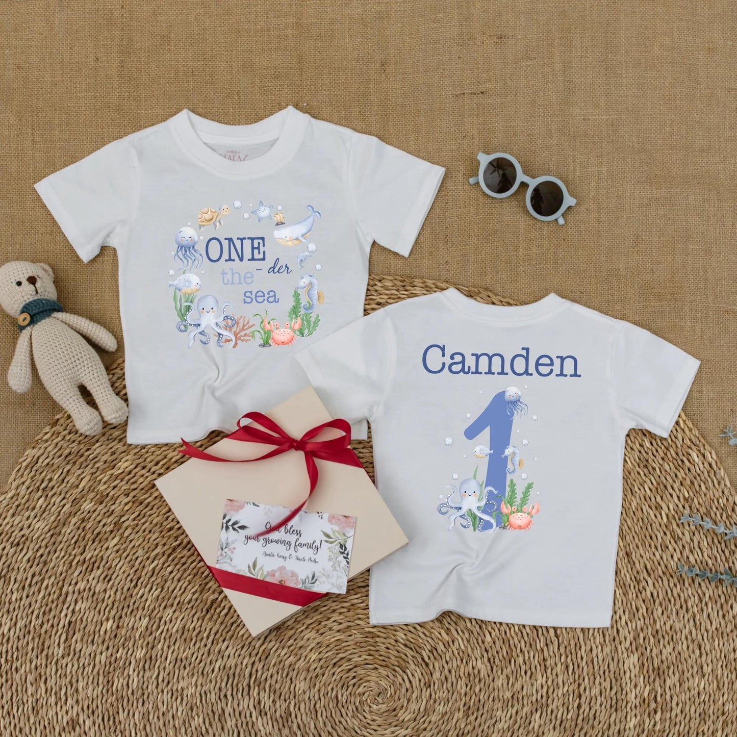 Personalized One the Sea Birthday Romper Ocean Theme First Birthday Bubble Outfit for Boys Girls Under the Sea Party Celebration