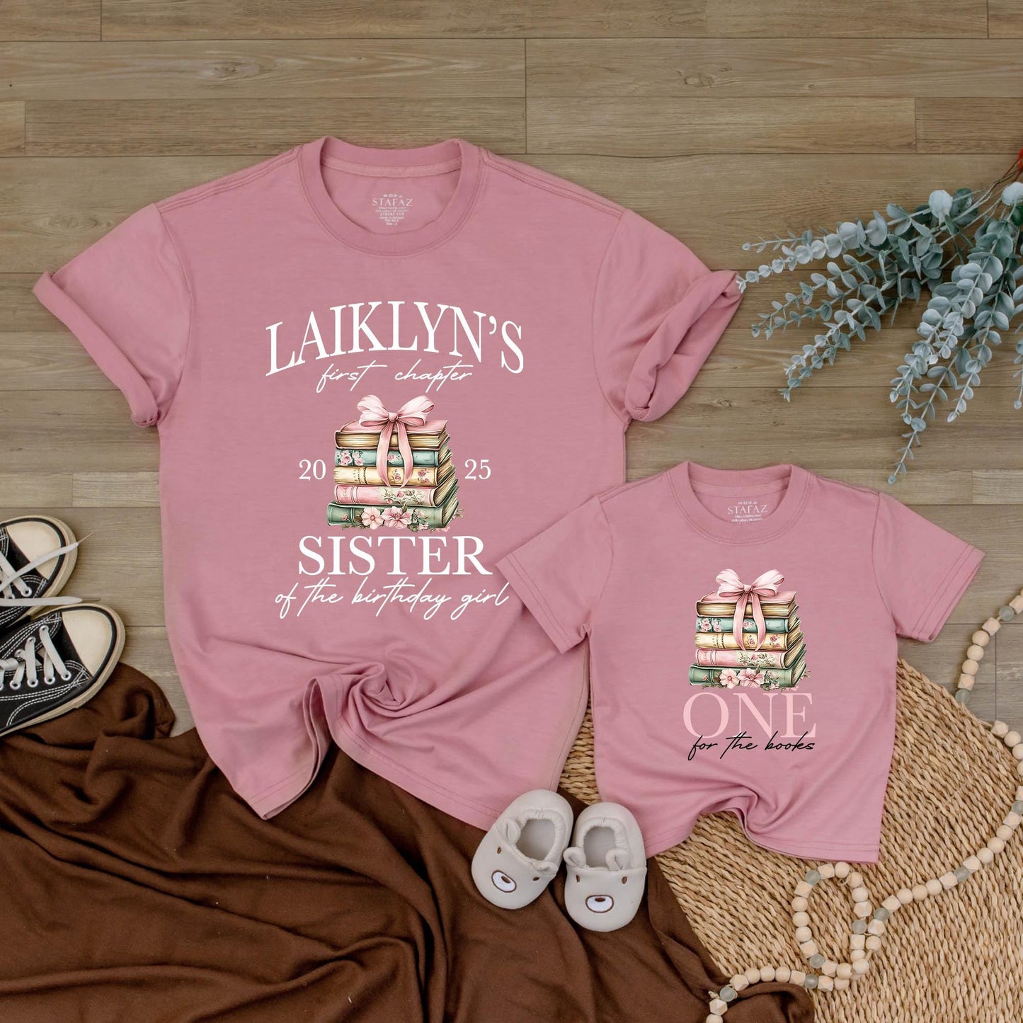 Laiklyn's First Chapter Custom Family Birthday Shirt Storybook Theme Outfit with Floral Accents 20 25 Year