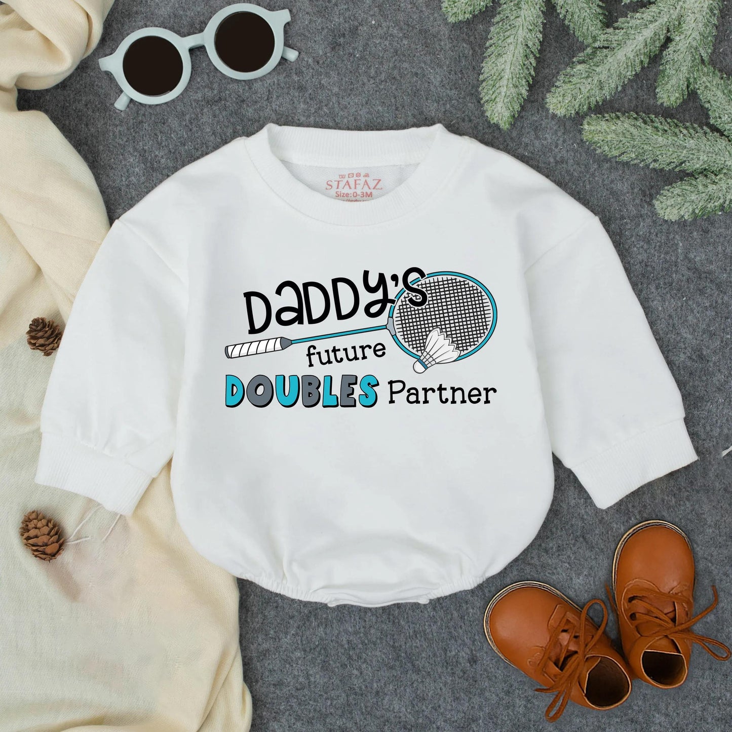 Daddy’s Future Doubles Partner Baby Romper Cute Badminton Infant Outfit Sports Toddler Bodysuit Athlete Baby Clothes