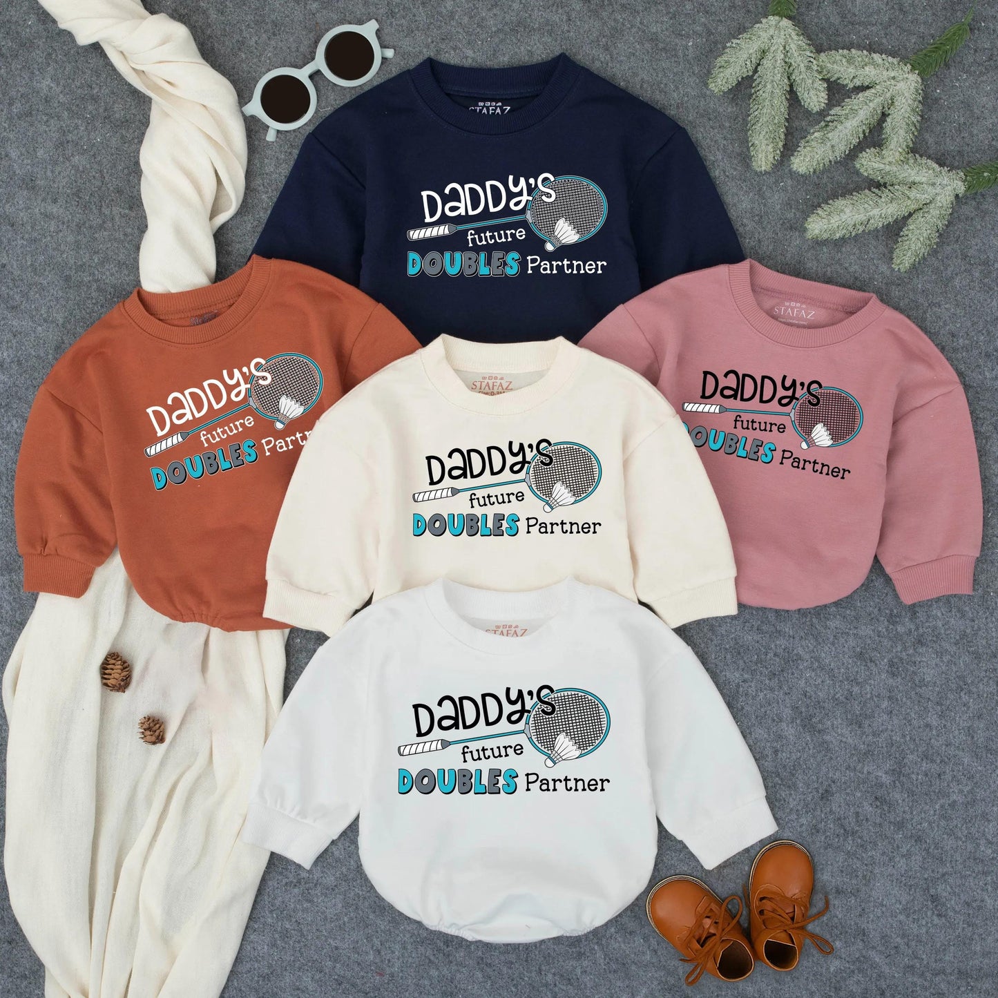 Daddy’s Future Doubles Partner Baby Romper Cute Badminton Infant Outfit Sports Toddler Bodysuit Athlete Baby Clothes