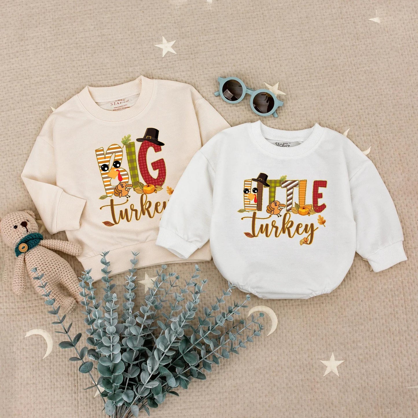 Matching Family Thanksgiving Sweatshirts, Funny Turkey Day Outfits! Cute Cartoon Turkey, Pumpkins & Leaves Design, Personalized Fall Dinner Apparel