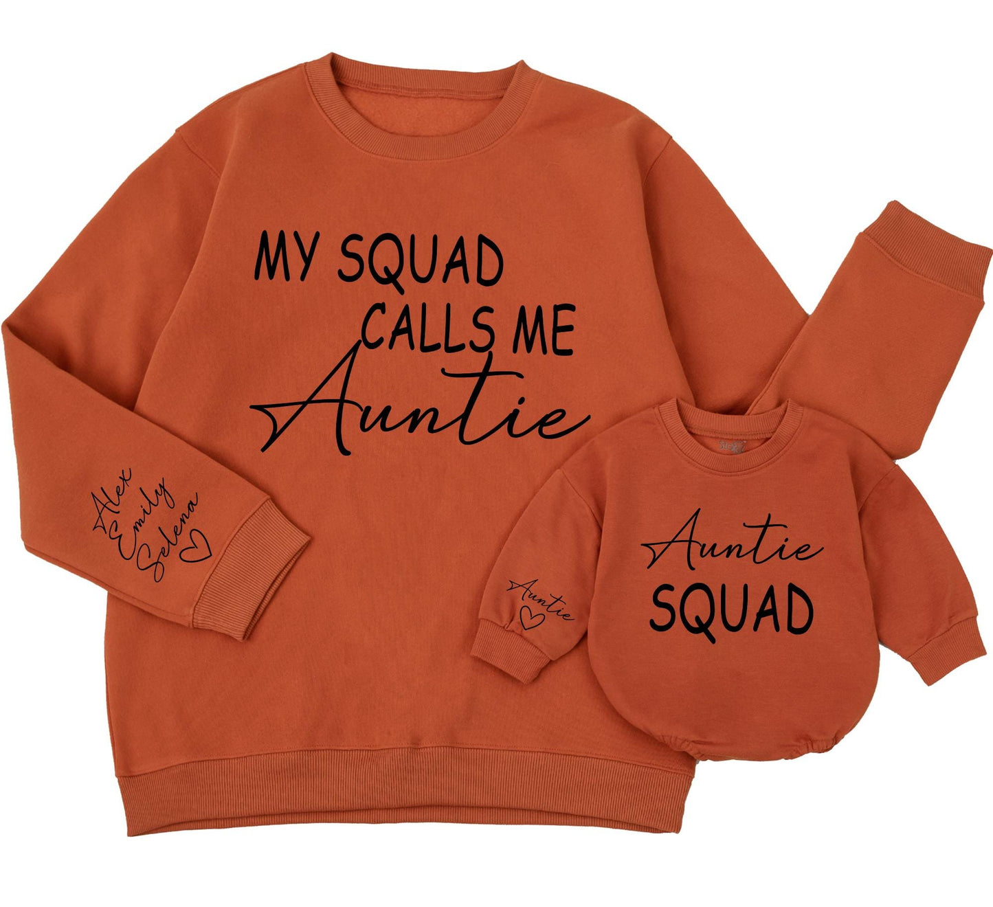 Matching Auntie Squad Sweatshirts Custom Auntie & Niece Gift My Squad Calls Me Auntie Sweater Family Matching Outfits