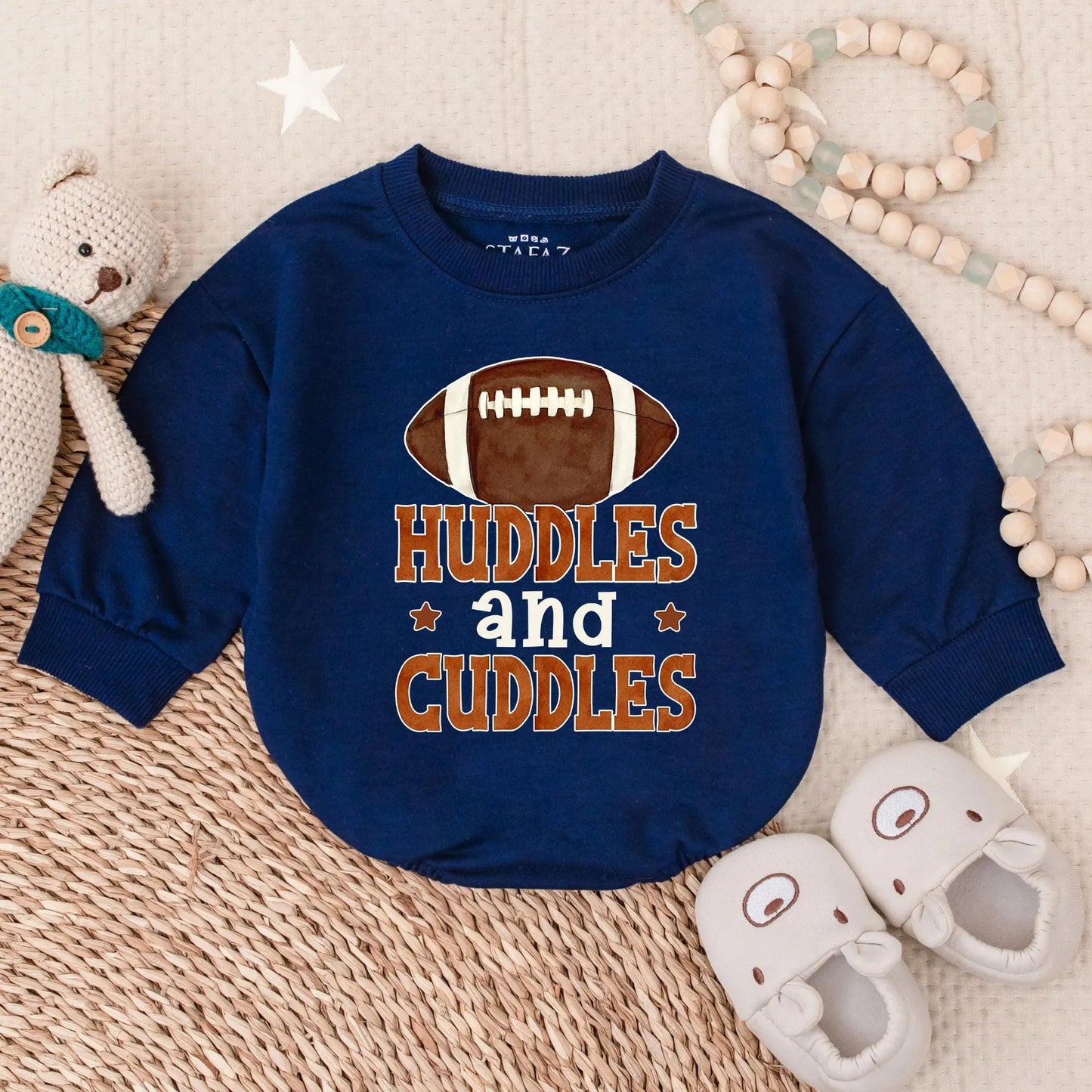 Huddles & Cuddles Baby Boy Football Romper, Newborn Game Day Outfit, Brown Football Graphic, Baby Boy Clothes, Coming Home Gift