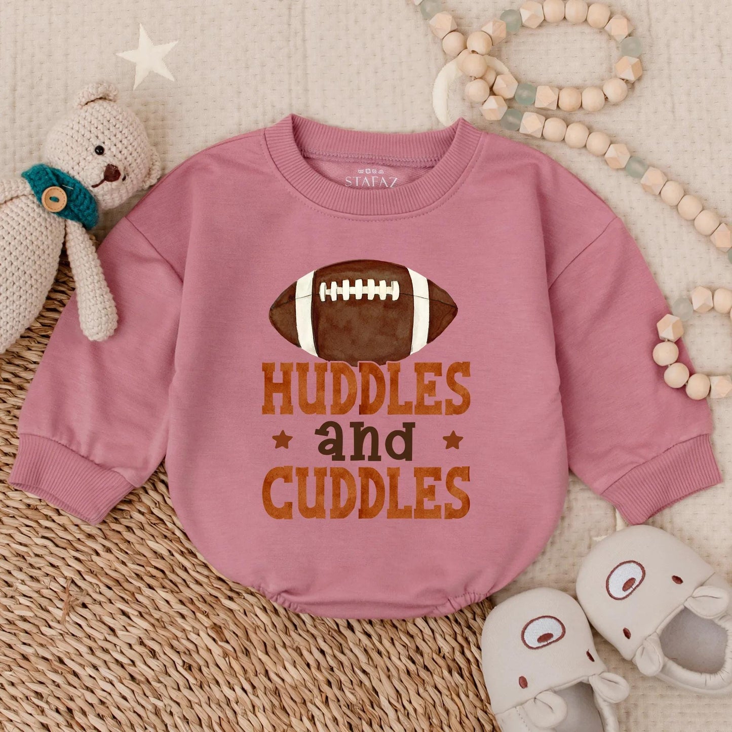 Huddles & Cuddles Baby Boy Football Romper, Newborn Game Day Outfit, Brown Football Graphic, Baby Boy Clothes, Coming Home Gift