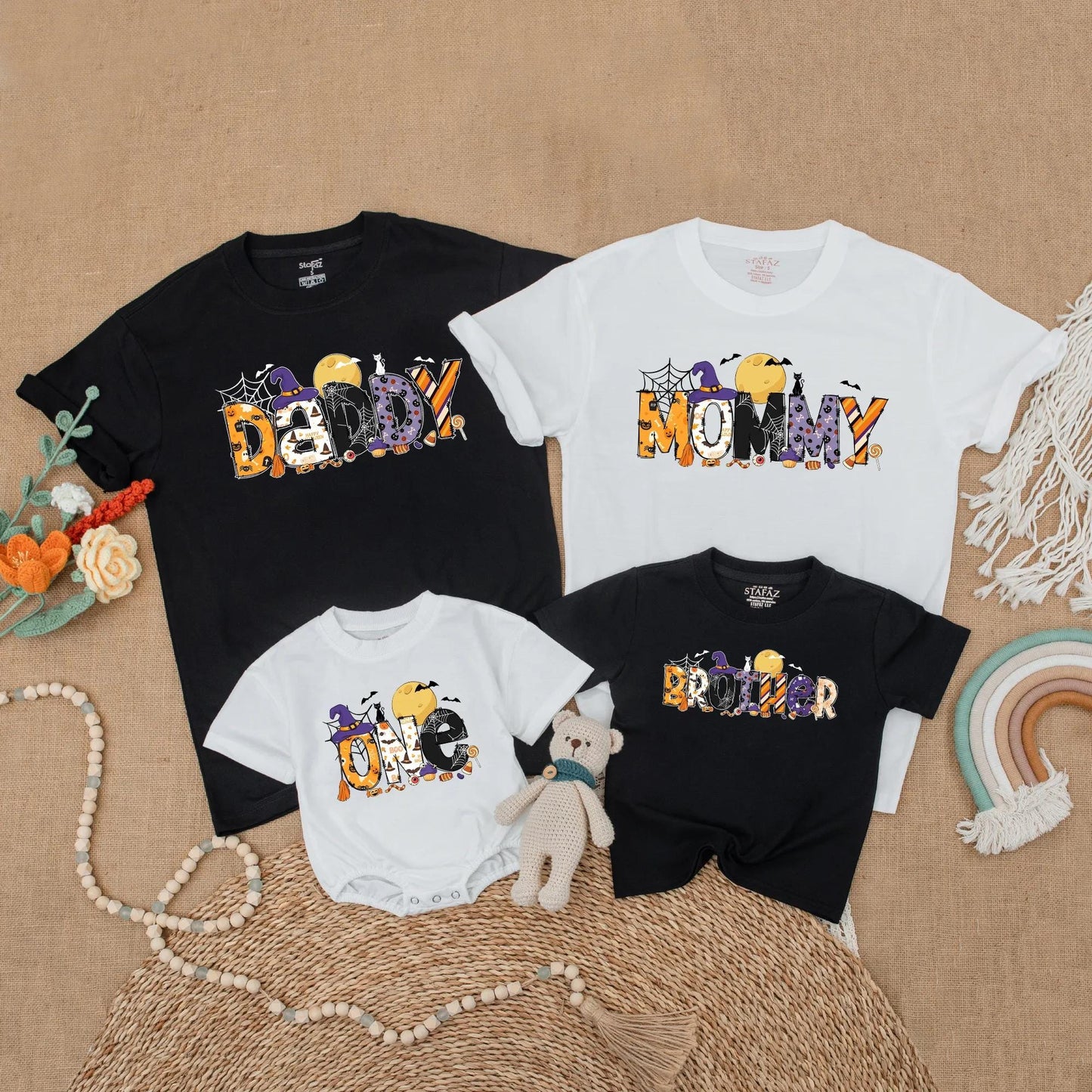 Spooky Spiderweb Birthday Family Matching Shirts Daddy Mommy Brother One Halloween Costume First Birthday Gift