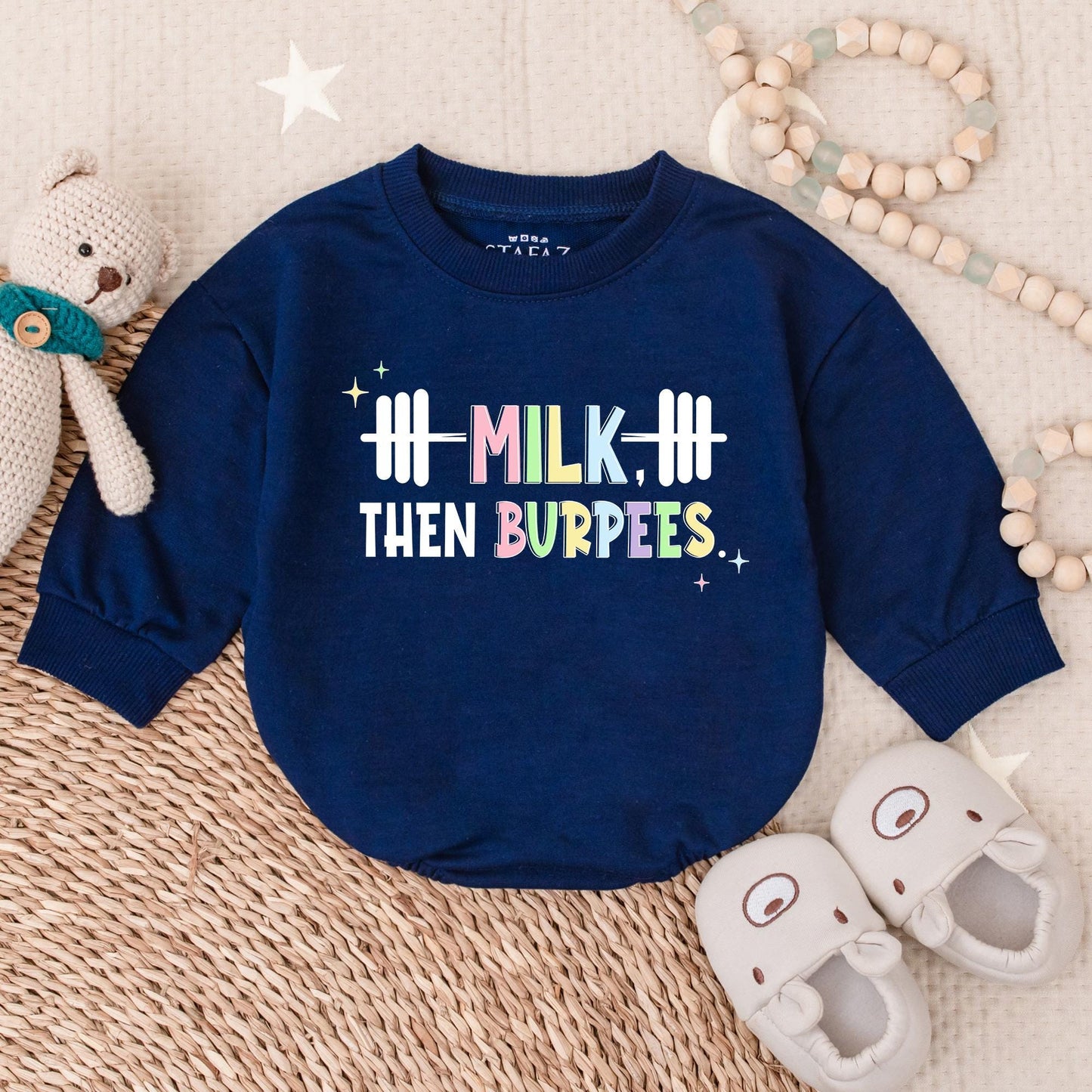 Milk Then Burpees Baby Romper Workout Outfit Newborn Gift Gym Clothes Sporty Infant Boy Girl Summer Romper Baby Shower Gift