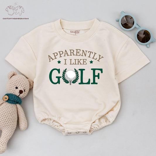 Apparently I Like Golf Baby Romper Vintage Golf Ball Tee Toddler Bodysuit Cute Golf Gift