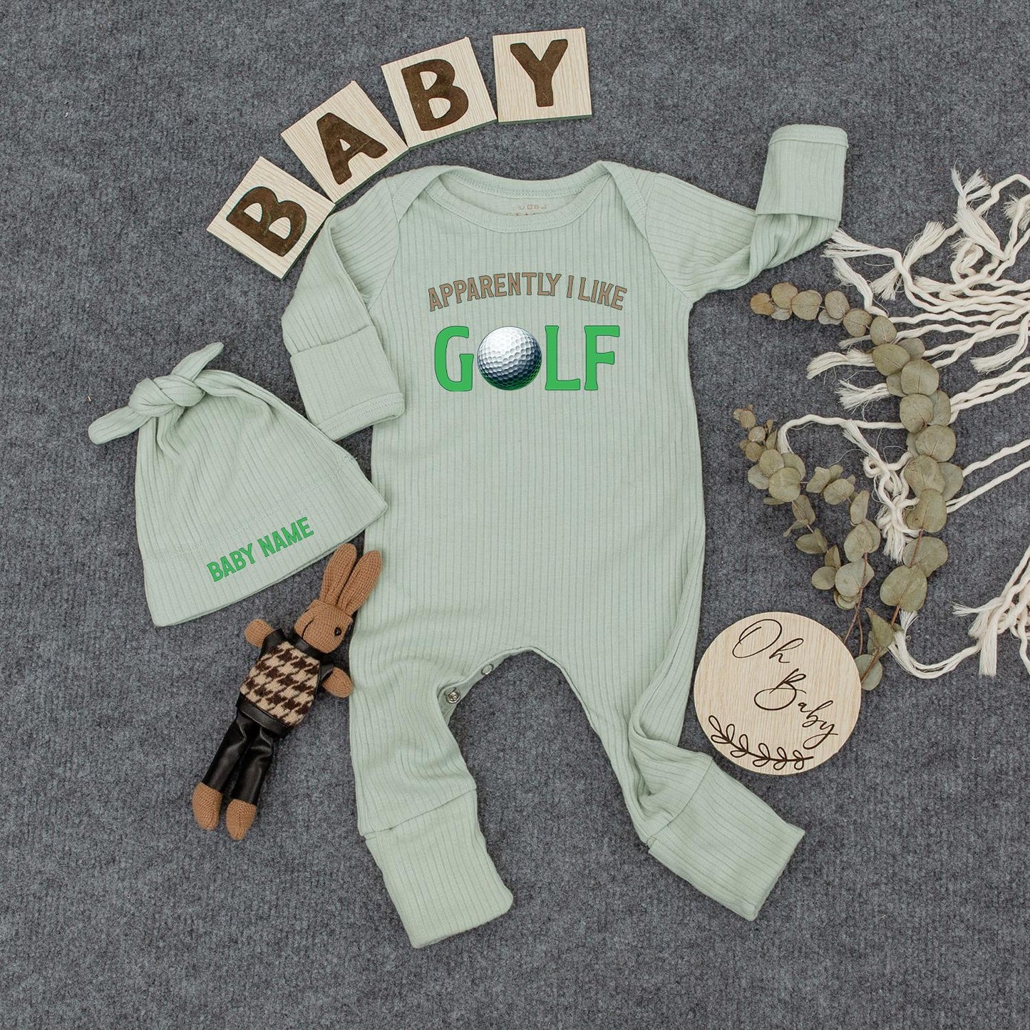 Apparently I Like Golf Baby Bodysuit Funny Newborn Outfit Golf Gift Personalized Coming Home Clothes