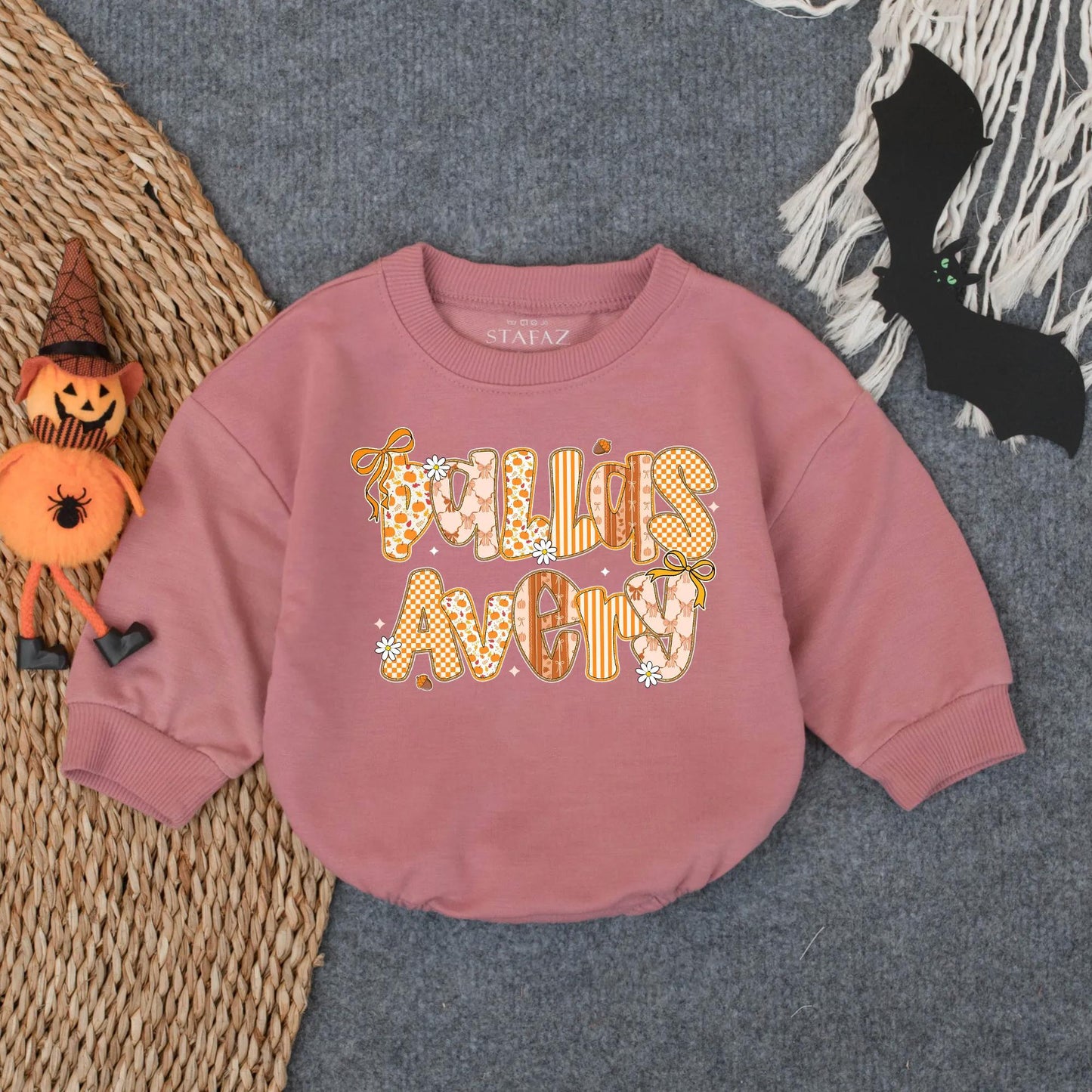 Fall Is Avery Pumpkin Patch Romper Baby Girl, Thanksgiving Outfit, Custom Infant Autumn Clothes, First Thanksgiving Baby Gift (136 chars)