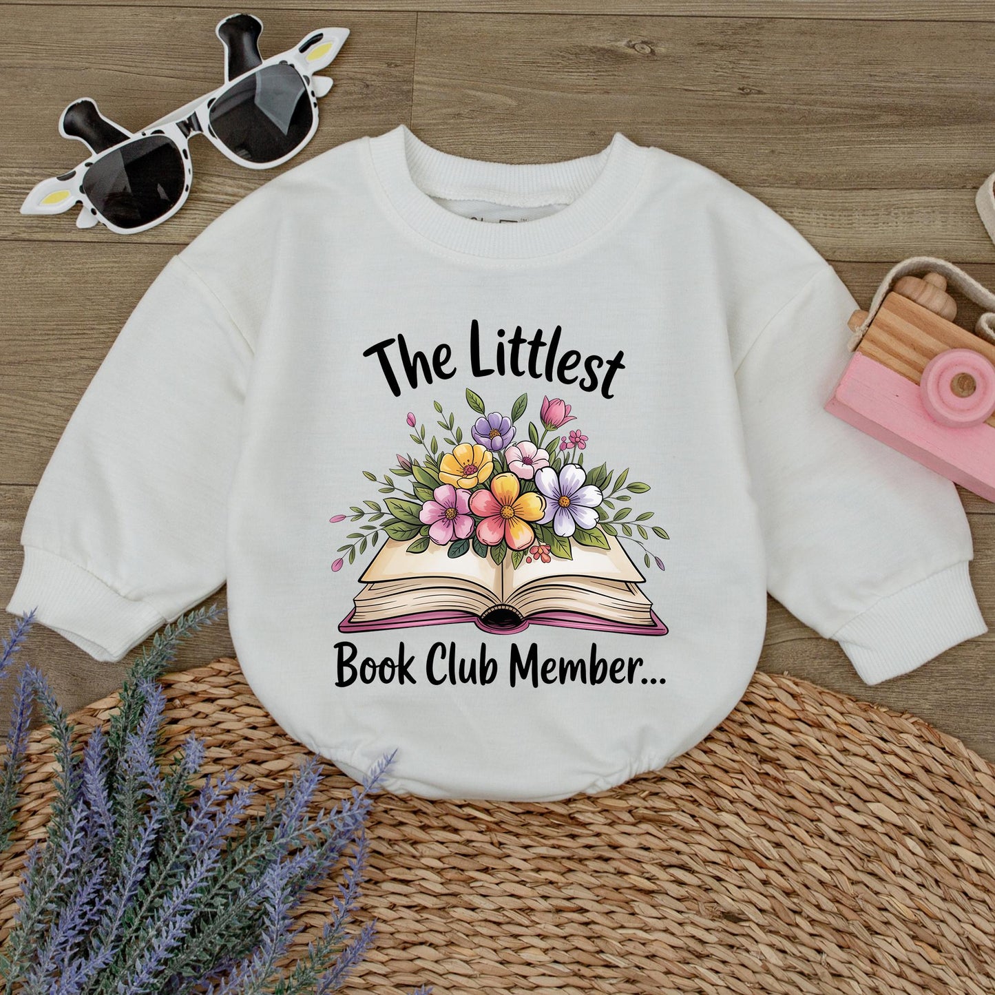 The Littlest Book Club Member Baby Romper Sweet Floral Bodysuit Book Lover Outfit Newborn Baby Shower Gift Cute Toddler Clothes