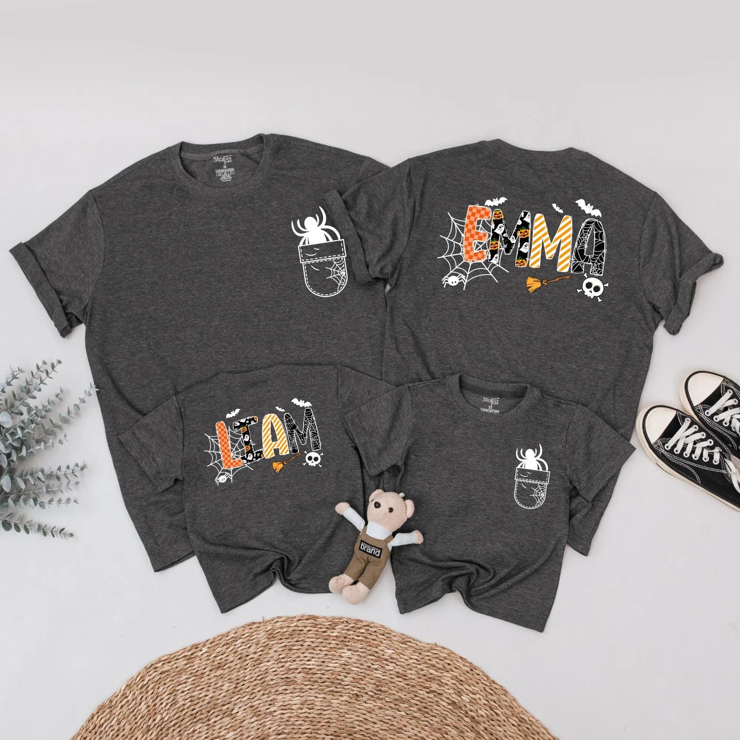 Matching Halloween Family Shirts, Cute Ghost & Spider Tee, Personalized Spooky Outfits for Kids & Adults, Best Halloween Gifts
