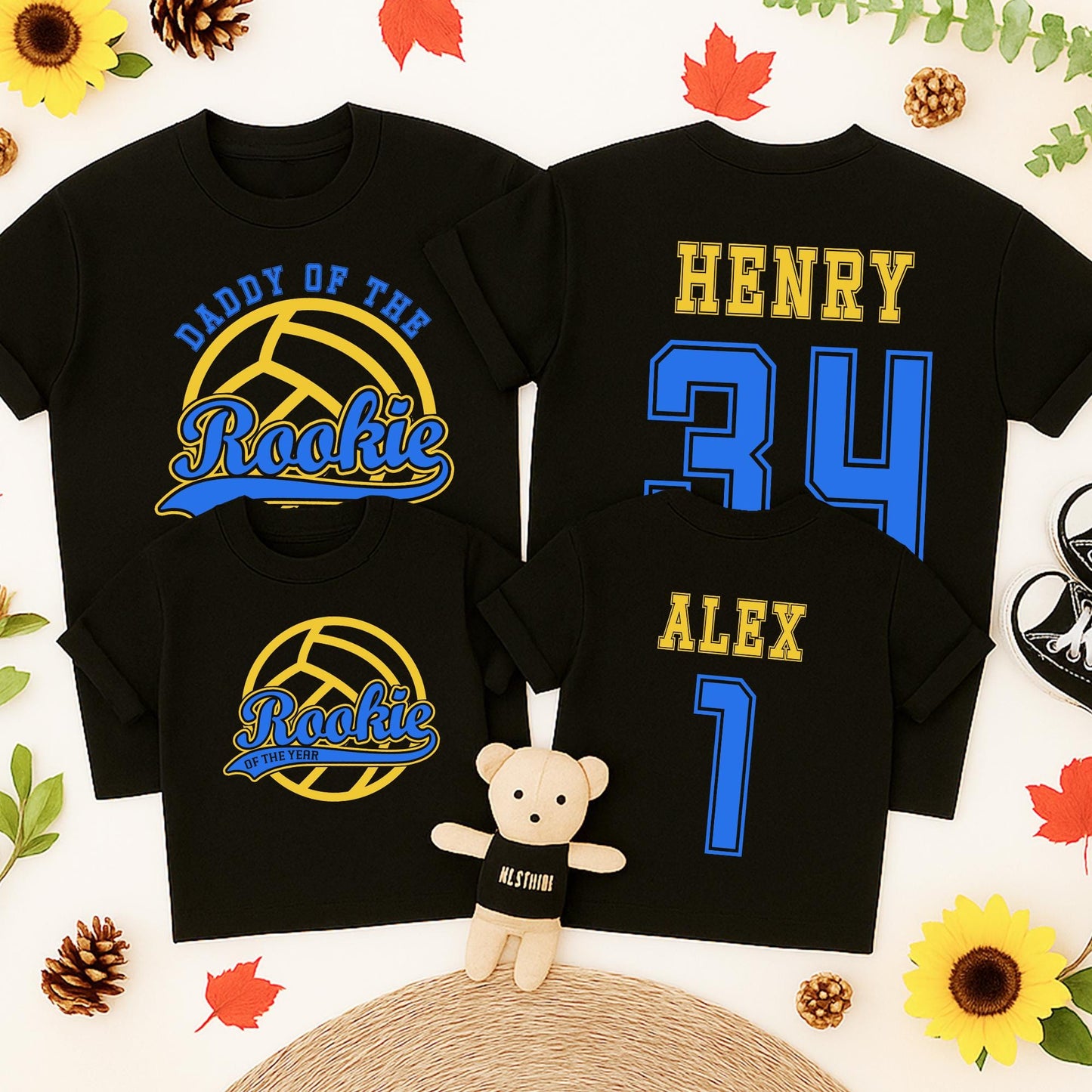 Daddy of the Rookie Volleyball Birthday Shirt, 1st Birthday Tee, Rookie of The Year, Baby Rookie Family Shirts, Personalized Volleyball Gift