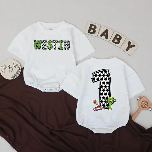 Custom Westin Soccer Baby Romper with Name & Number 1 Jersey Bodysuit Gift, Toddler Sports Outfit, Game Day Fun for Baby Boy or Girl