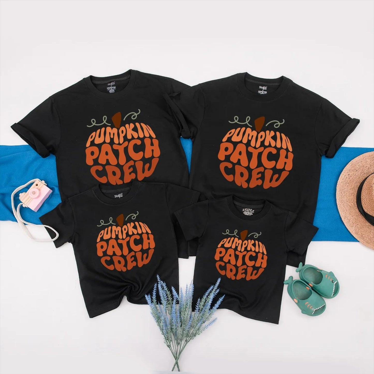 Matching Family Pumpkin Patch Crew Shirts Retro Vintage Fall Design Orange Brown Green Vines for Kids Toddler Little Pumpkin Autumn Holiday Gift