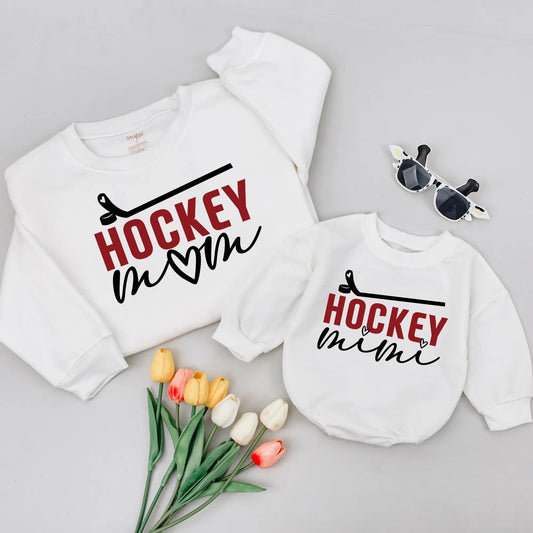 Personalized Hockey Mom Mimi Shirt Game Day Hockey Sweatshirt Mom and Mimi Hockey Matching Set Gift for Mimi