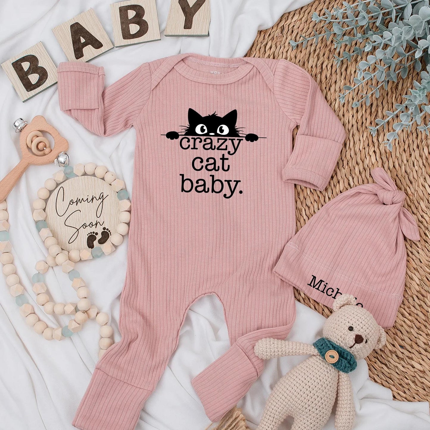 Crazy Cat Baby Bodysuit, Cute Kitten Newborn Outfit, Funny Cat Baby Shower Gift, Personalized Animal Clothes, Gender Neutral