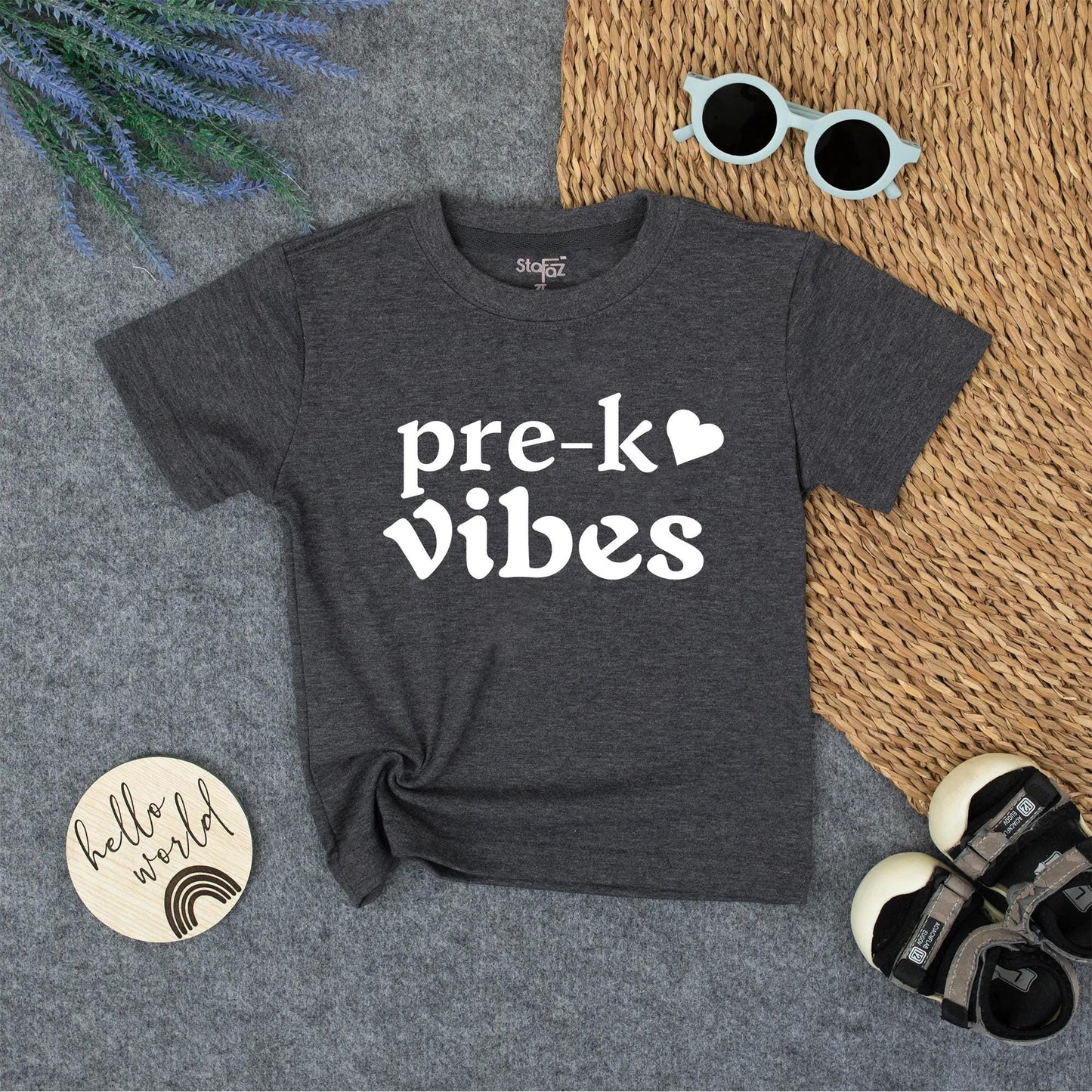 Pre-K Vibes Heart Shirt - Cute Back to School Tee for Toddler Girls, Cheerful Pink Preschool Outfit, Modern First Day of School Tee for Kids (139 chars)