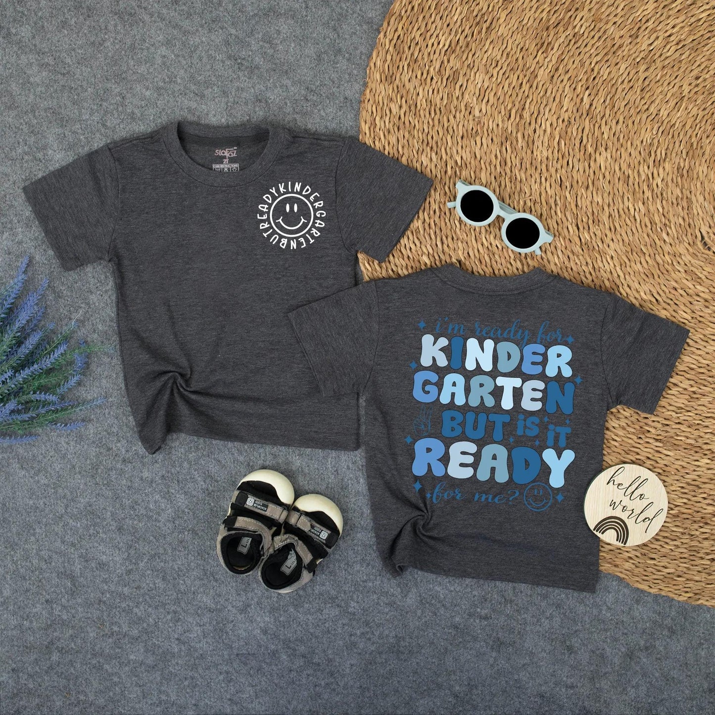 Kindergarten Ready Peace Sign Retro First Day of School Tee Funny Toddler Back to School Outfit