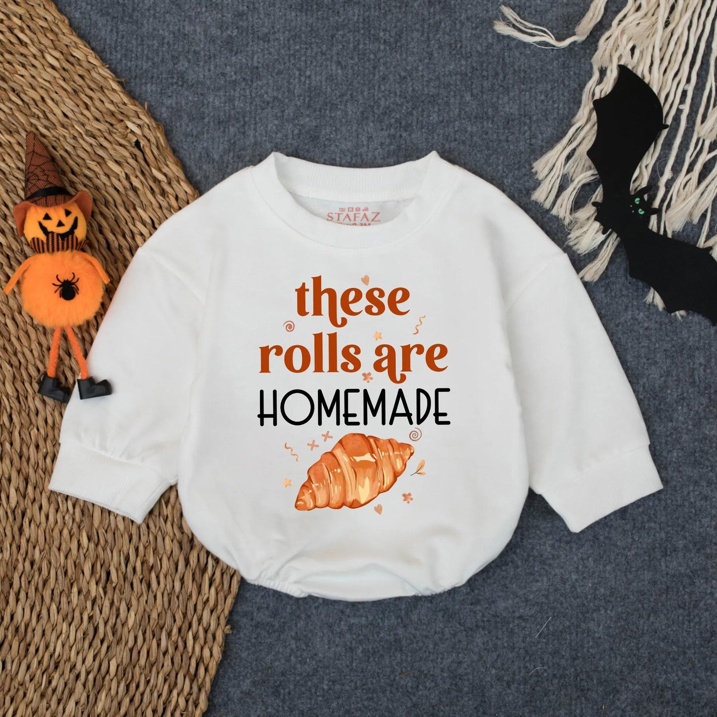 These Rolls Are Homemade Baby Bubble Romper First Thanksgiving Outfit Fall Infant Clothes Cute Croissant Design