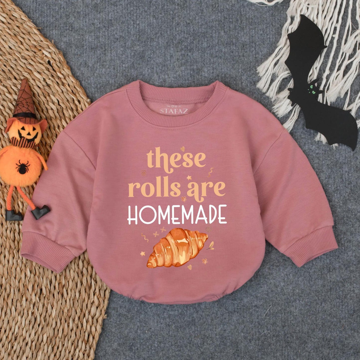 These Rolls Are Homemade Baby Bubble Romper First Thanksgiving Outfit Fall Infant Clothes Cute Croissant Design