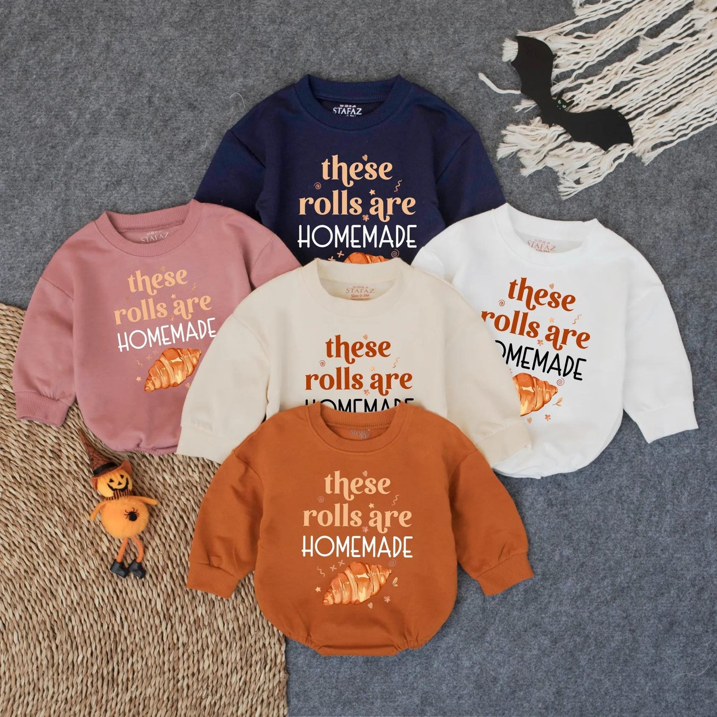 These Rolls Are Homemade Baby Bubble Romper First Thanksgiving Outfit Fall Infant Clothes Cute Croissant Design