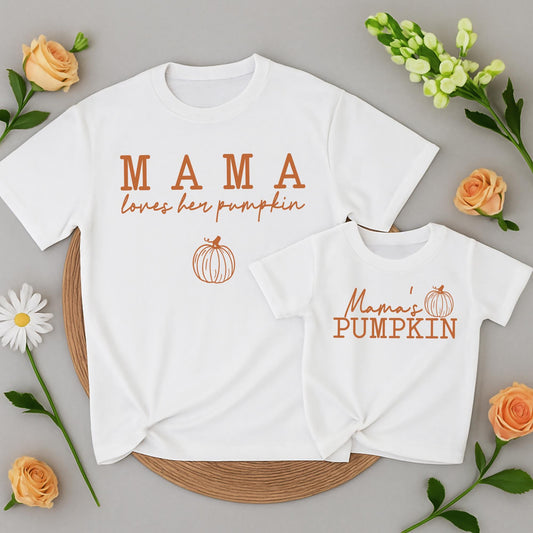 Matching Mama & Mamas Pumpkin Shirts - Mommy and Me Fall Outfits, Toddler & Baby Thanksgiving Gifts, Family Matching Cotton Clothes