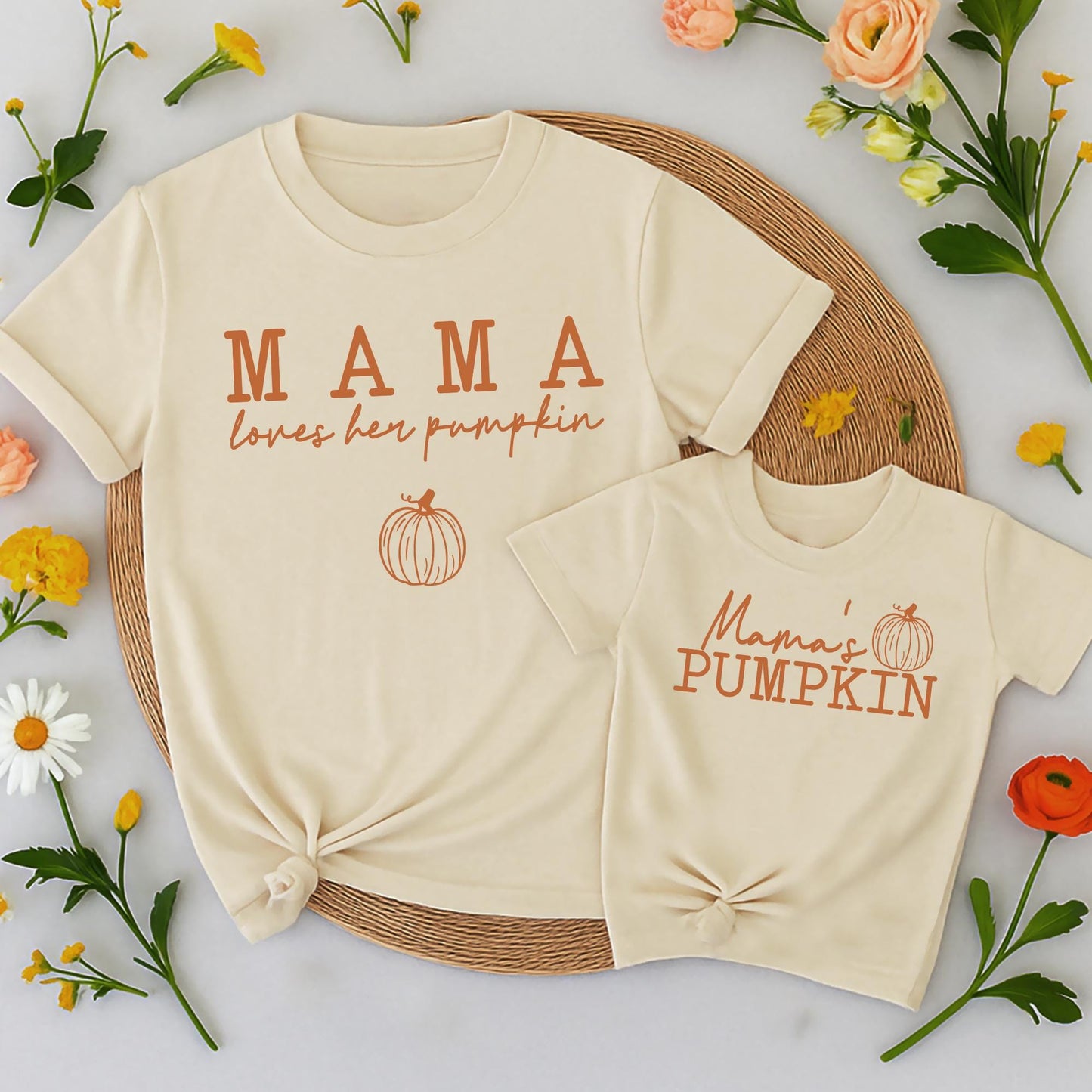 Matching Mama & Mamas Pumpkin Shirts - Mommy and Me Fall Outfits, Toddler & Baby Thanksgiving Gifts, Family Matching Cotton Clothes