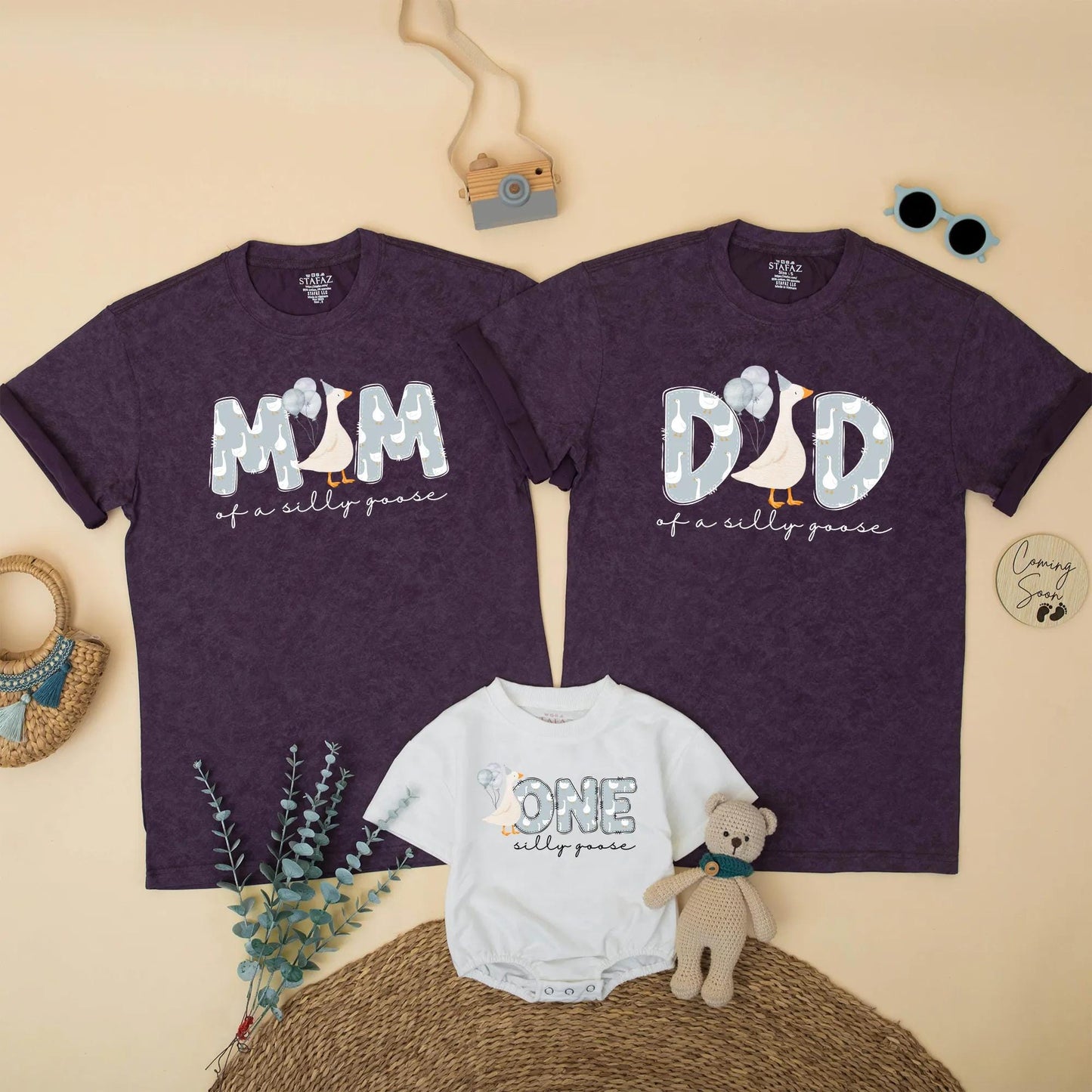 Silly Goose First Birthday Matching Family Shirts Adorable Goose with Balloons Outfit 1st Birthday Boy Baby Celebration