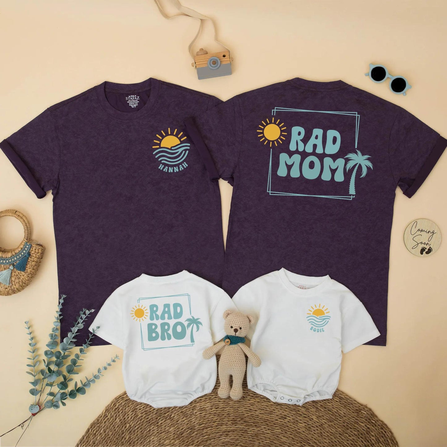 Matching The Big One Birthday Shirt, Beach Surf 1st Birthday Outfit for Baby Boy, Summer Party, Sun & Waves Design, Rad Dad