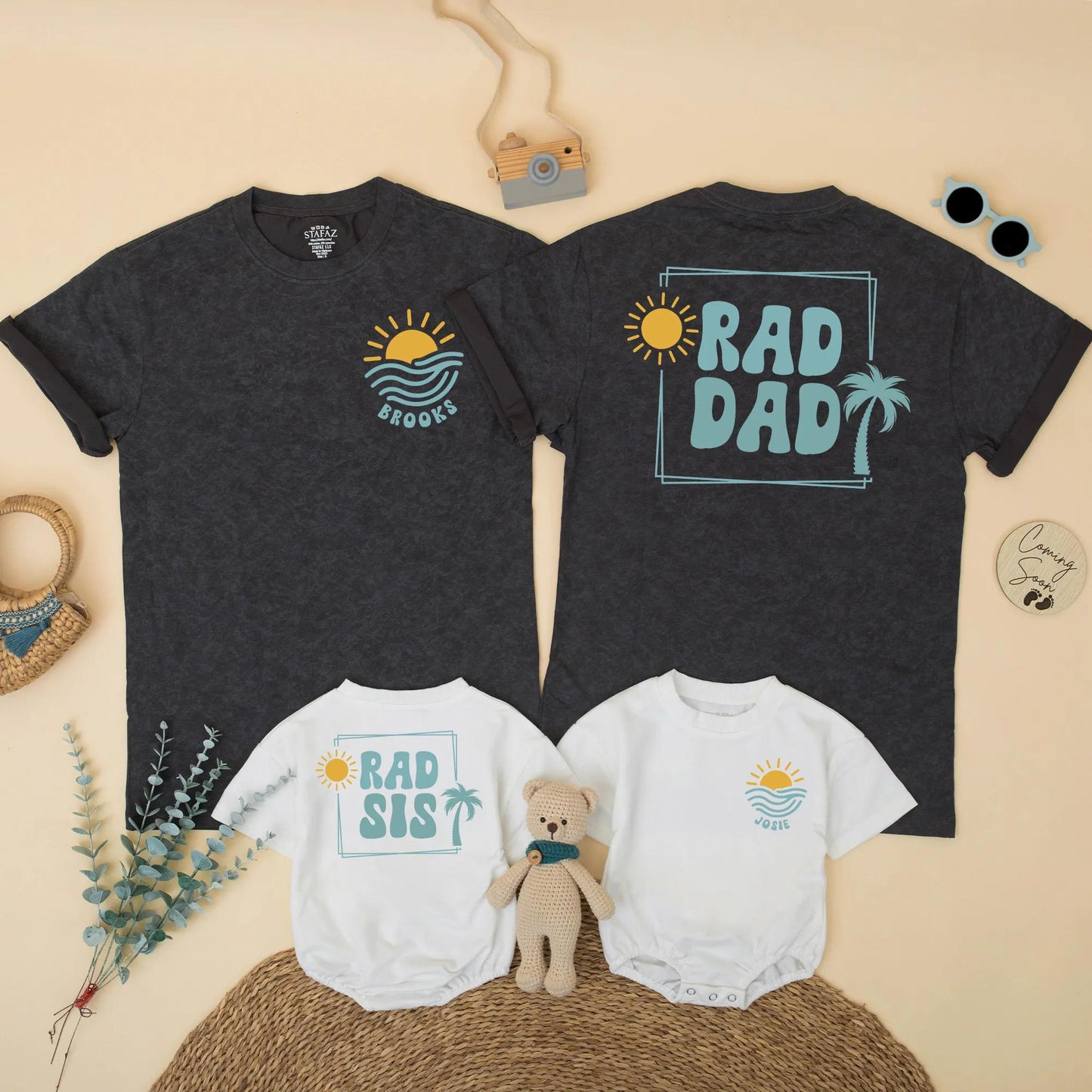 Matching The Big One Birthday Shirt, Beach Surf 1st Birthday Outfit for Baby Boy, Summer Party, Sun & Waves Design, Rad Dad