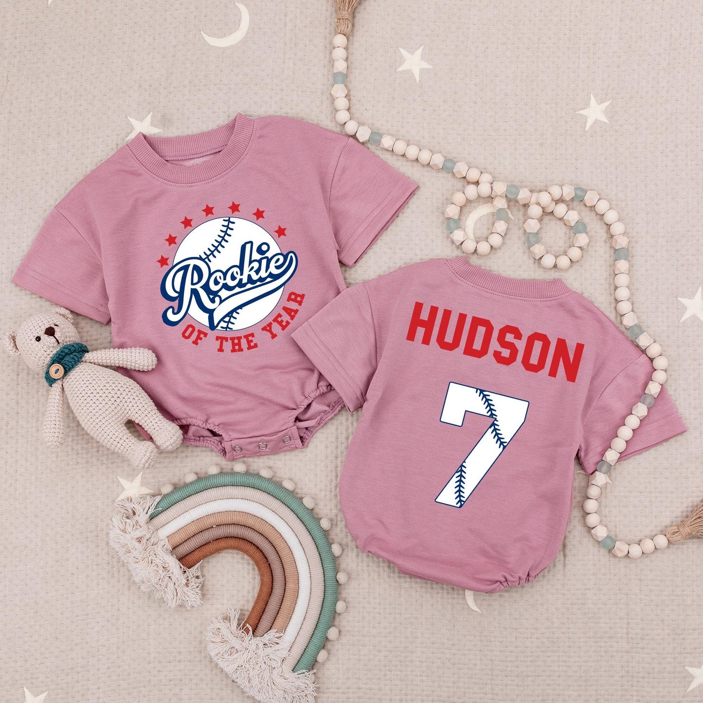 Custom Rookie of the Year Baseball Birthday Romper Personalized Name Baby Sports First Birthday Party Outfit Cute Rookie Bodysuit