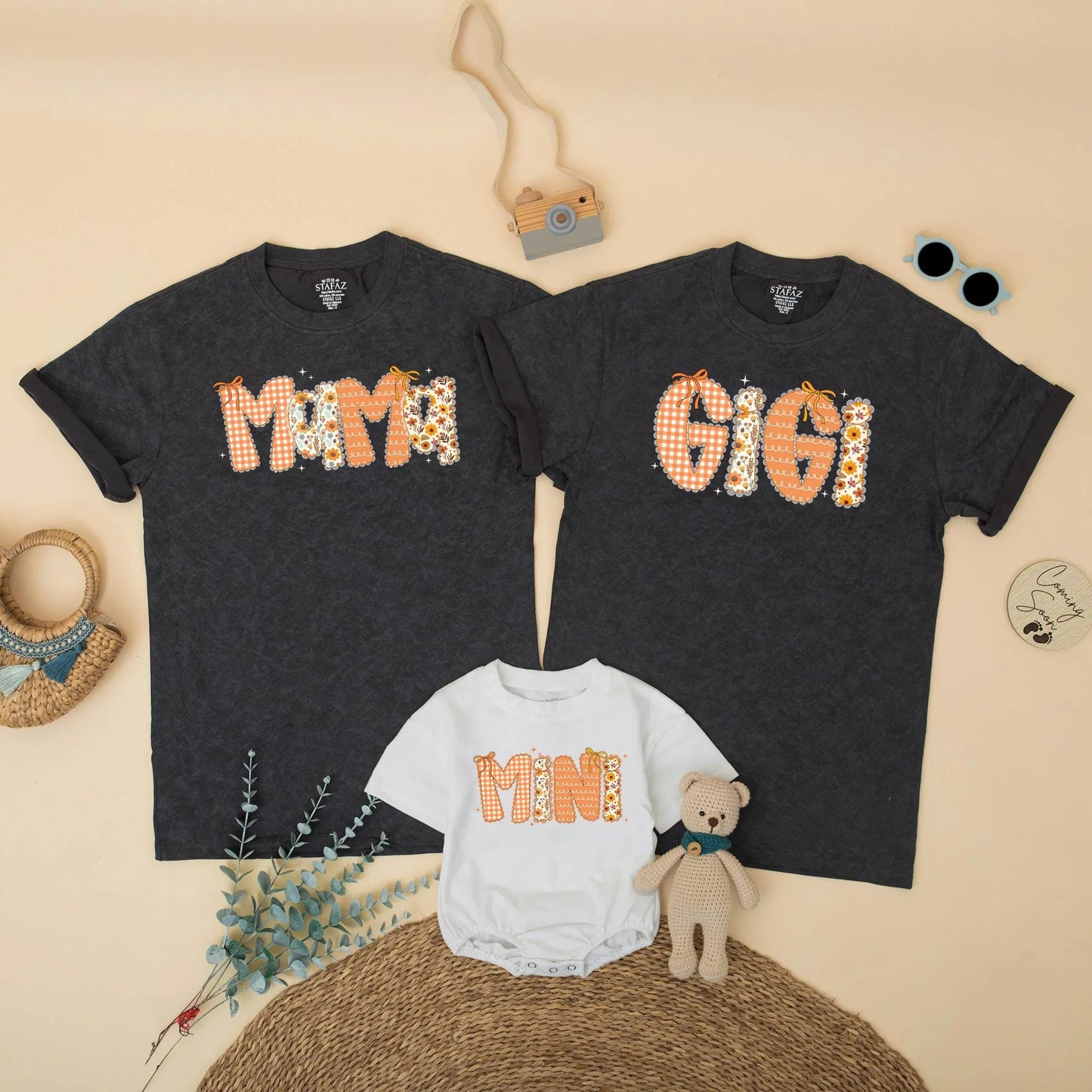 Fall Mama and Mini Matching Outfit, Autumn Thanksgiving Shirts, Floral Gingham Family Tees, Mommy and Me Clothes, Cute Bow Design, Gift for Mom 137 chars