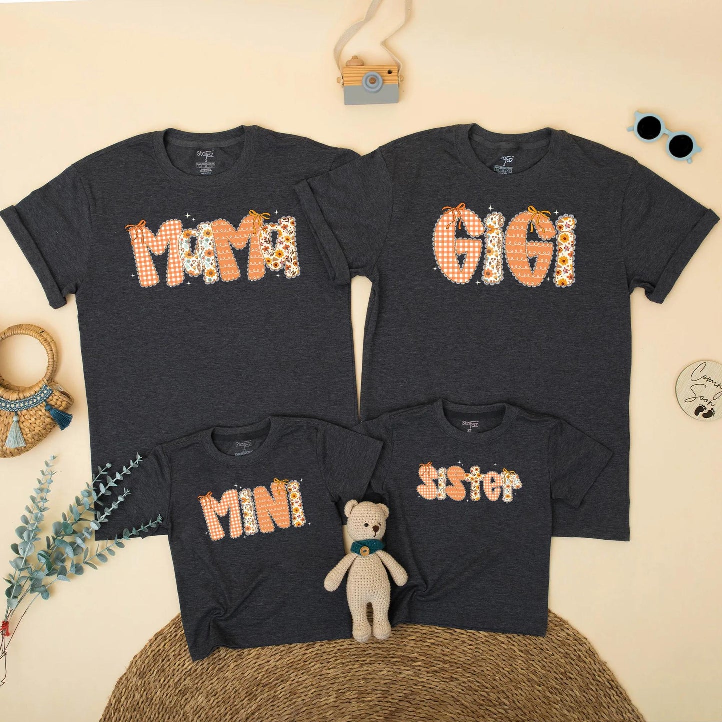 Fall Mama and Mini Matching Outfit, Autumn Thanksgiving Shirts, Floral Gingham Family Tees, Mommy and Me Clothes, Cute Bow Design, Gift for Mom 137 chars