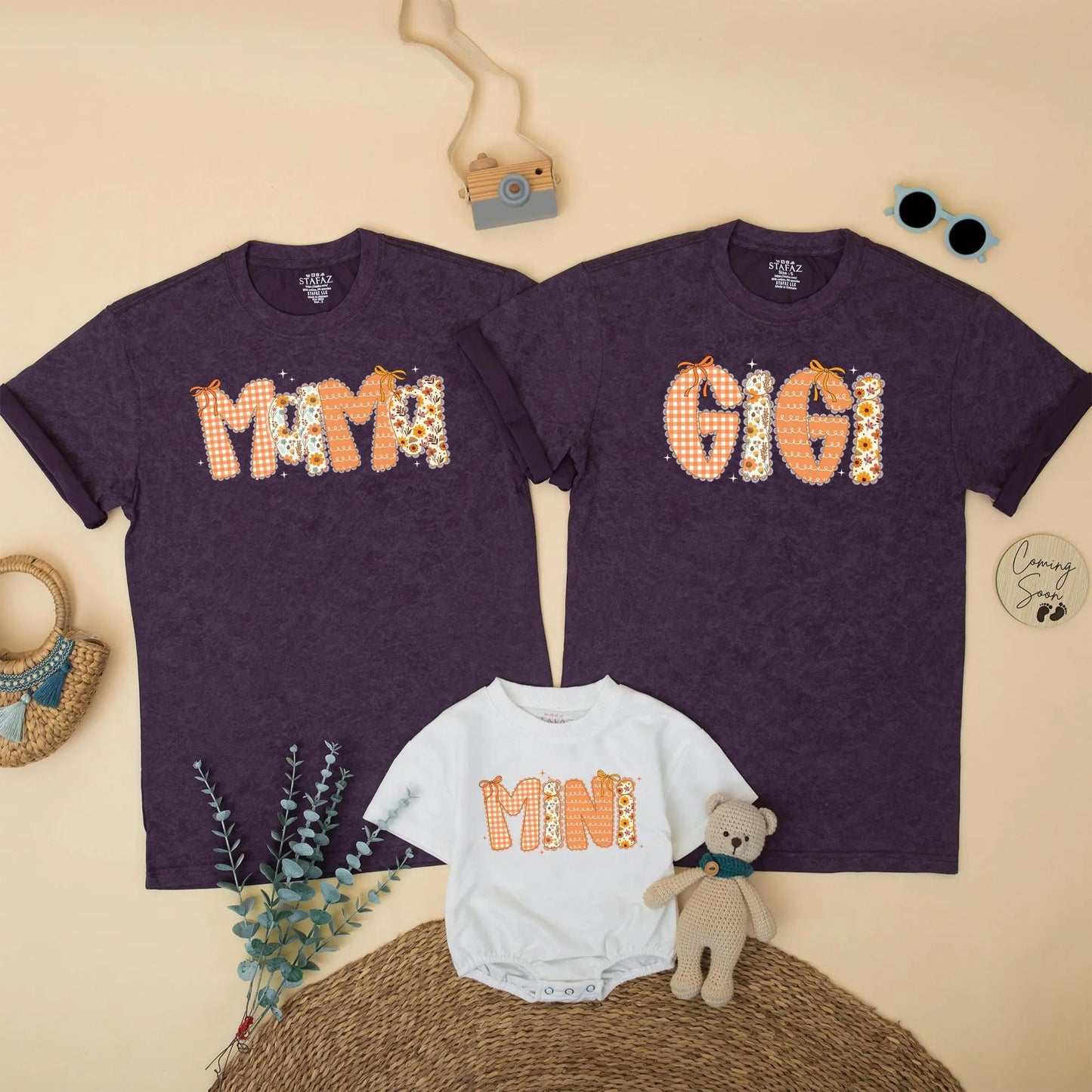 Fall Mama and Mini Matching Outfit, Autumn Thanksgiving Shirts, Floral Gingham Family Tees, Mommy and Me Clothes, Cute Bow Design, Gift for Mom 137 chars