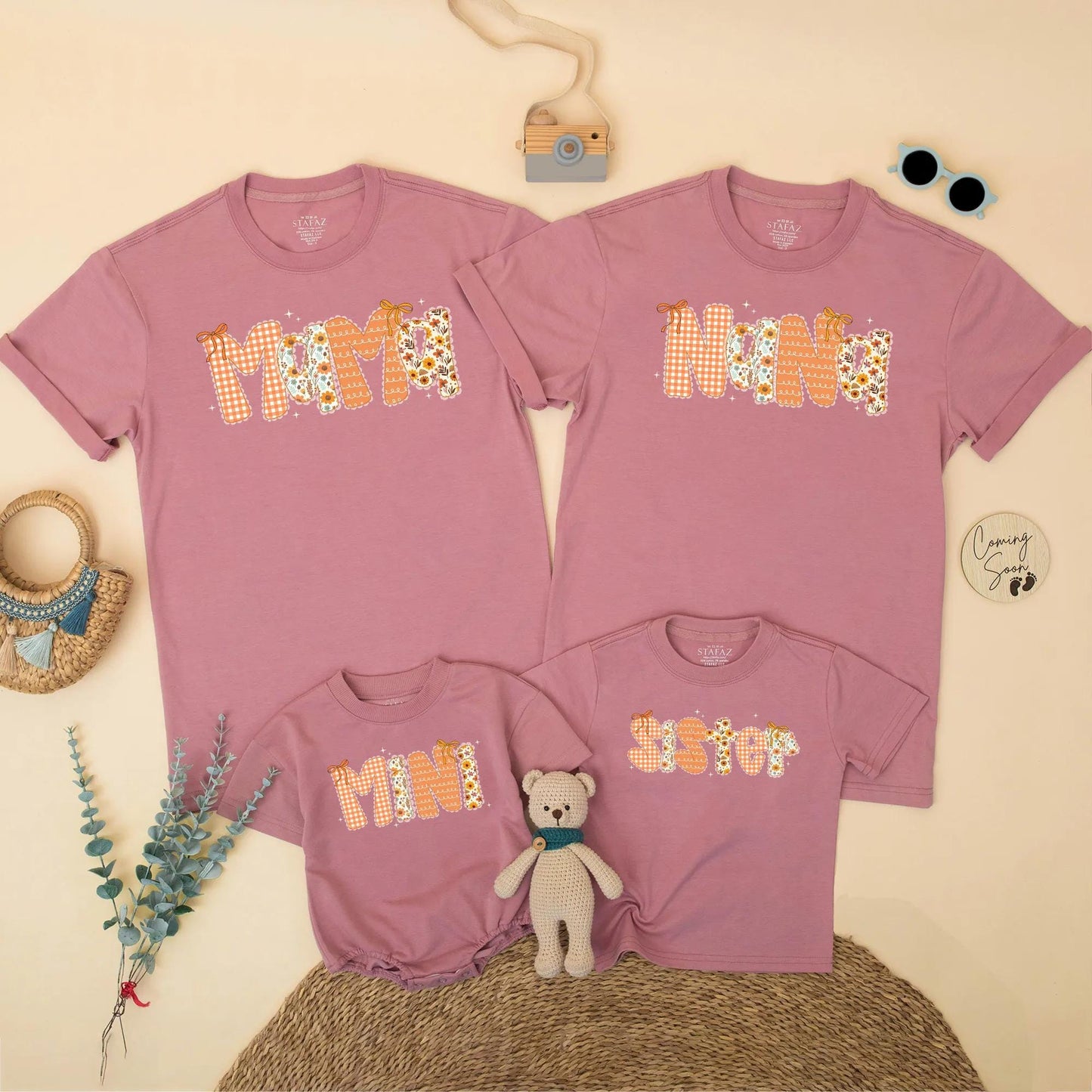 Fall Mama and Mini Matching Outfit, Autumn Thanksgiving Shirts, Floral Gingham Family Tees, Mommy and Me Clothes, Cute Bow Design, Gift for Mom 137 chars
