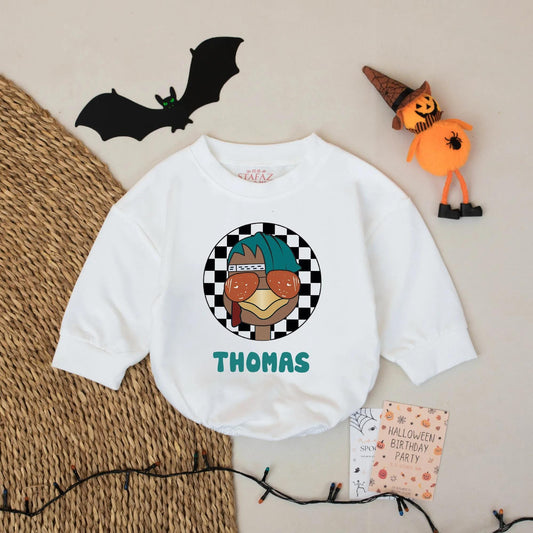 Funny Turkey Face Sunglasses Teal Hair Baby Romper Cute Thanksgiving Baby Boy Girl Outfit Coming Home Gift
