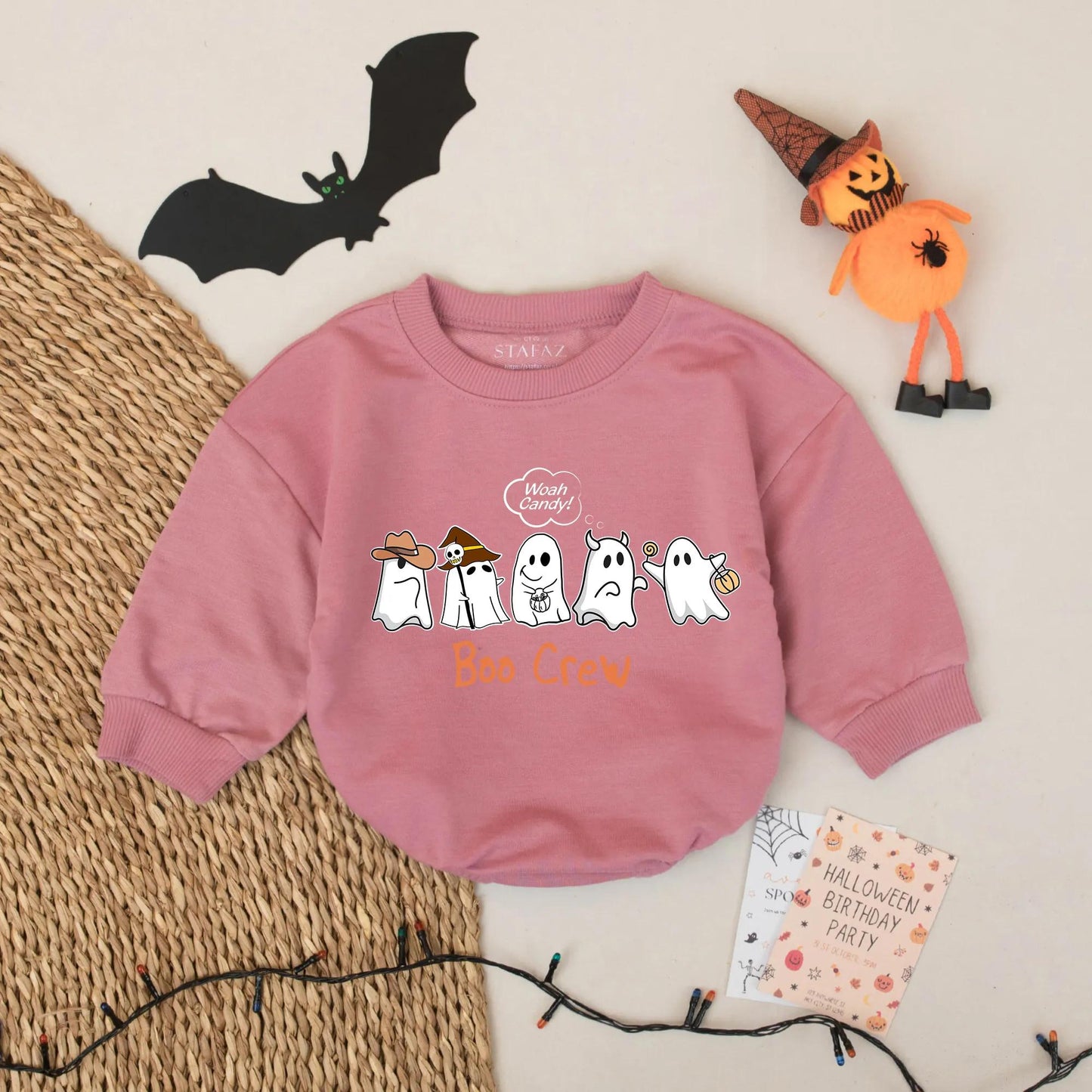 Boo Crew Halloween Romper: Woah Candy! Ghost Baby Bodysuit, Cute First Halloween Outfit, Funny Ghosts, Halloween Gift Idea, Boy or Girl 130-140 Characters
