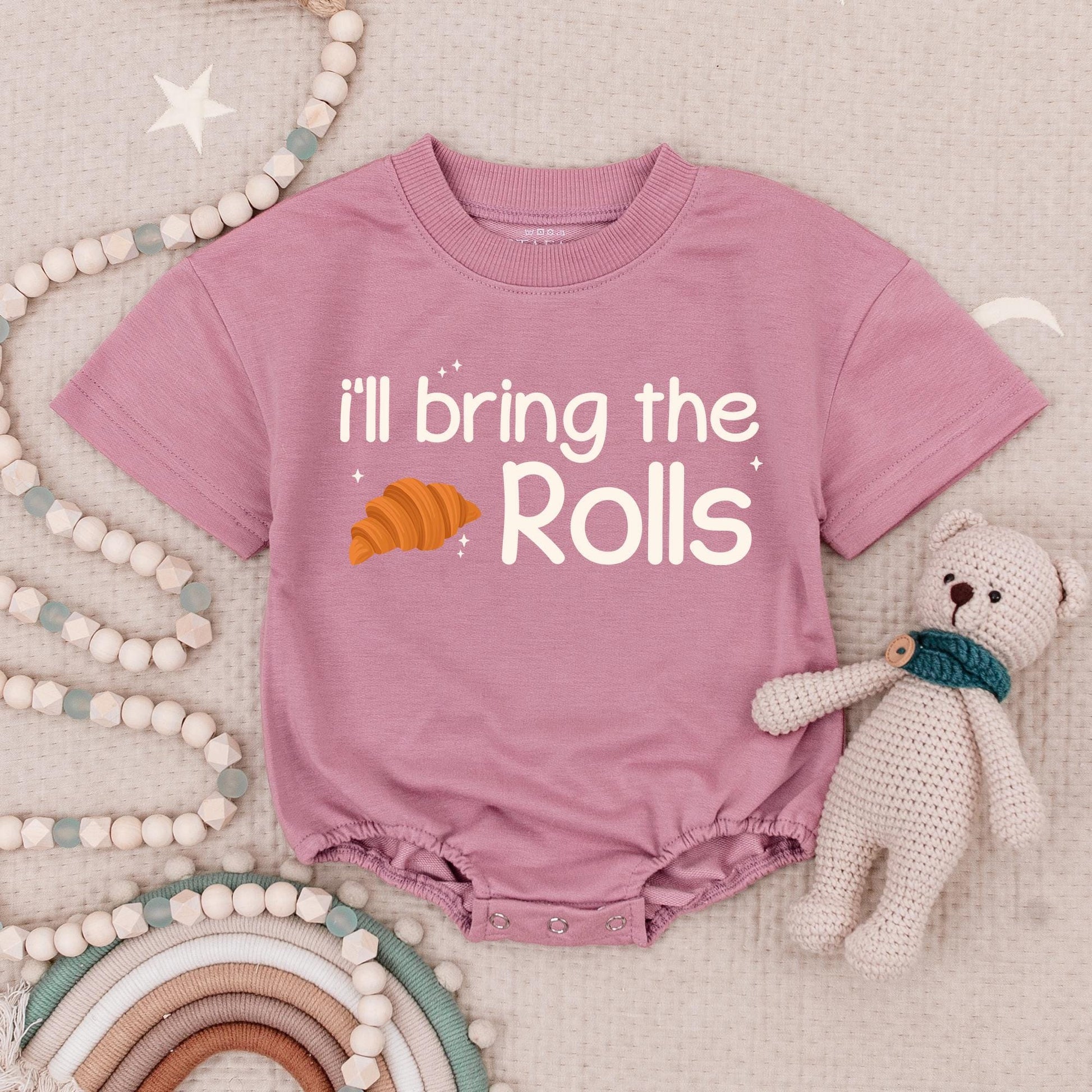 Thanksgiving Baby Romper Set: 'Thick Thighs & Apple Pies' & 'I'll Bring the Rolls' Outfits! Cute Fall Holiday Bubble Romper for Baby