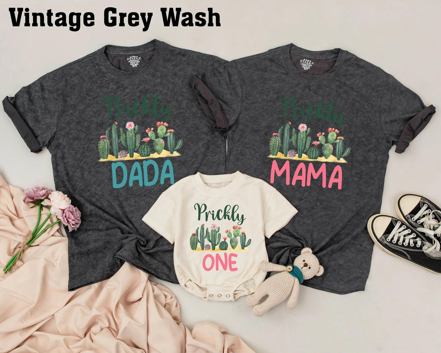 Prickly ONE Cactus 1st Birthday Shirt, Matching Family Outfit, Cute First Birthday Gift, Green & Pink Cactus Theme Party, Personalized Baby Tee 137 chars