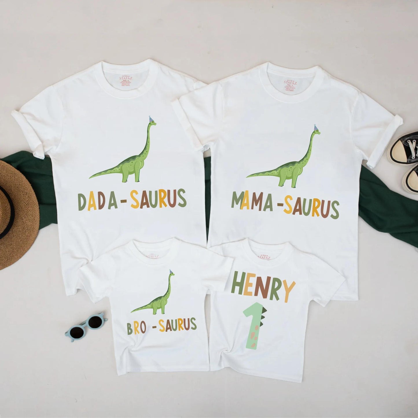 Dada-Saurus Family Matching 1st Birthday Shirts! Green Dino Outfit for One-Year-Old Boy, Matching Mama, Bro & Henry's Birthday Clothes, Comfy Cotton