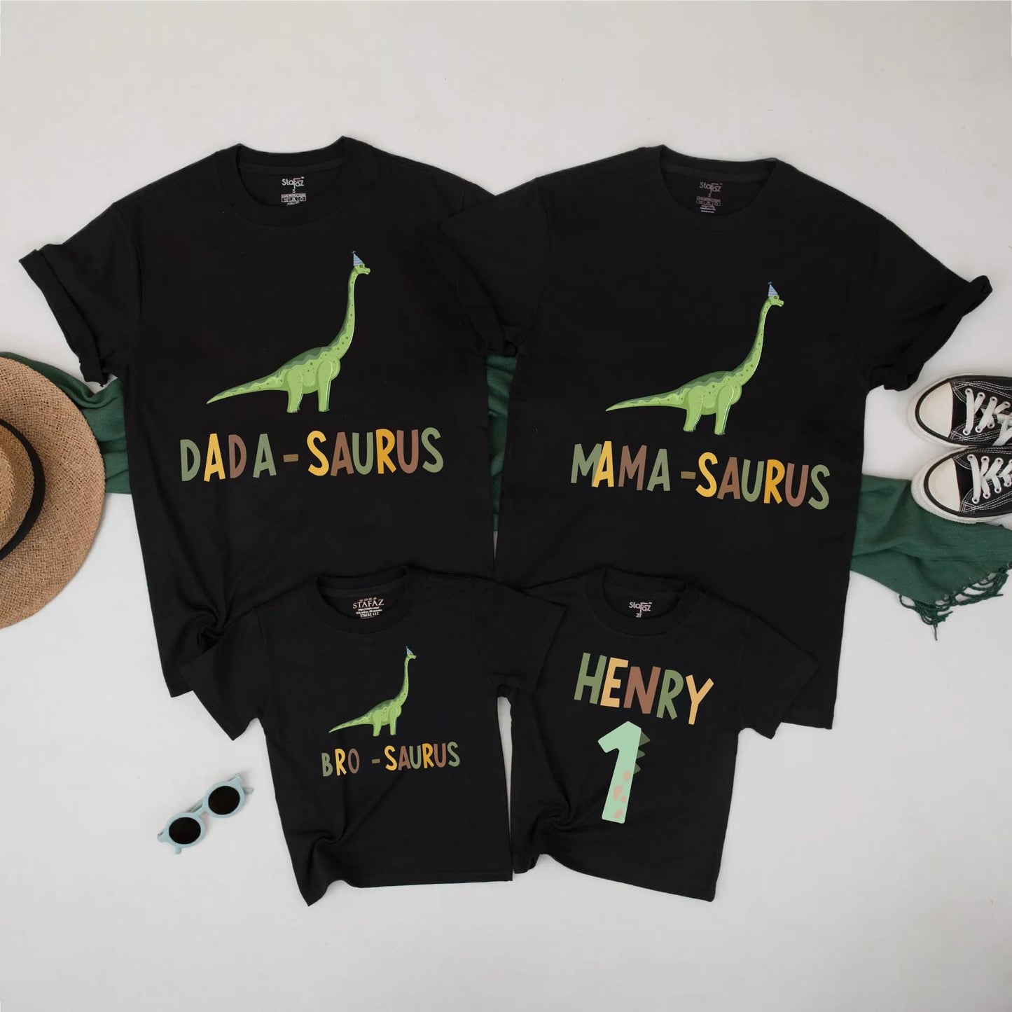 Dada-Saurus Family Matching 1st Birthday Shirts! Green Dino Outfit for One-Year-Old Boy, Matching Mama, Bro & Henry's Birthday Clothes, Comfy Cotton