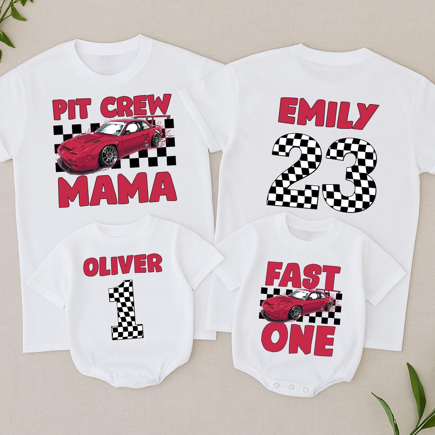 Fast One Birthday Shirt for Boys & Girls | Car Race Theme Tee First Birthday Party Outfit Red Black White Cotton Comfortable