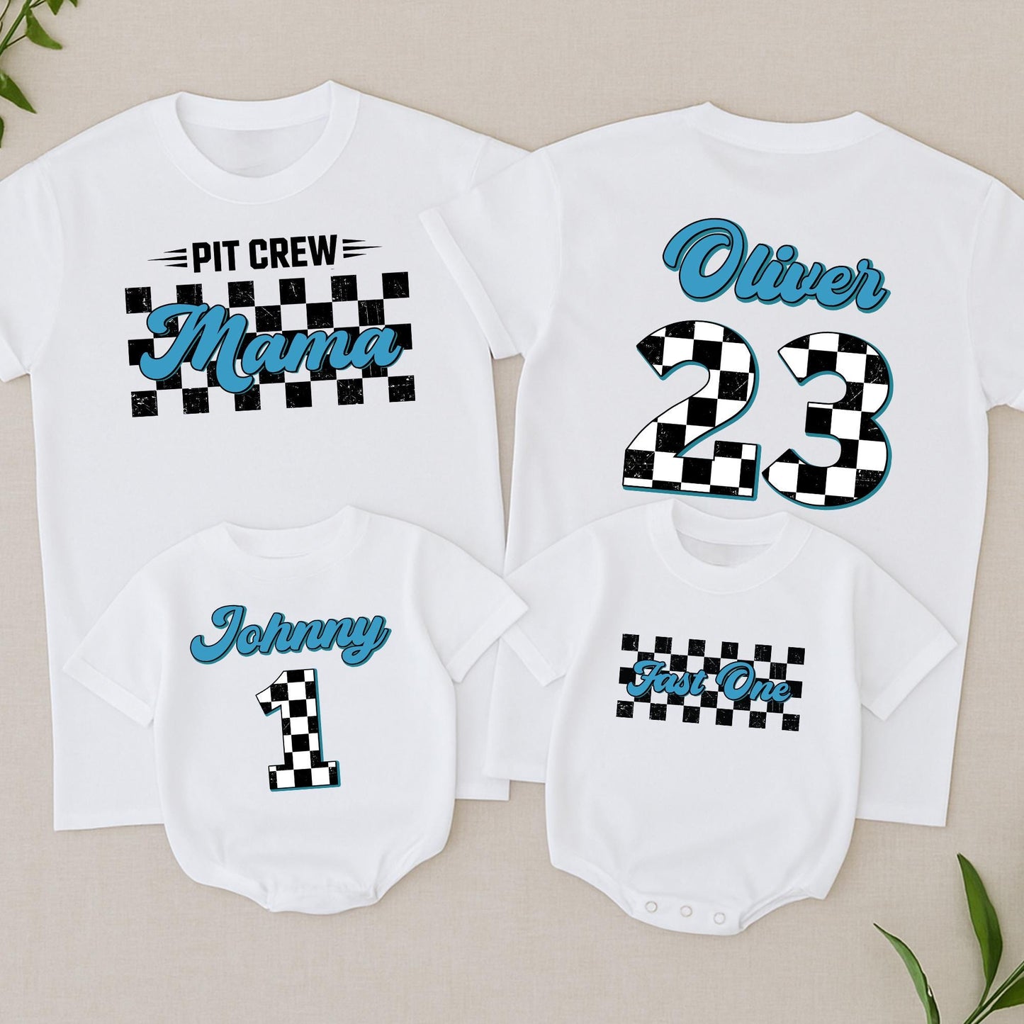 Fast One Pit Crew Birthday Boy Shirt, Race Car Theme Tee, First Birthday Family Party Outfit, Checkered Flag Fast 1 Racing Tee for Boys & Girls 139