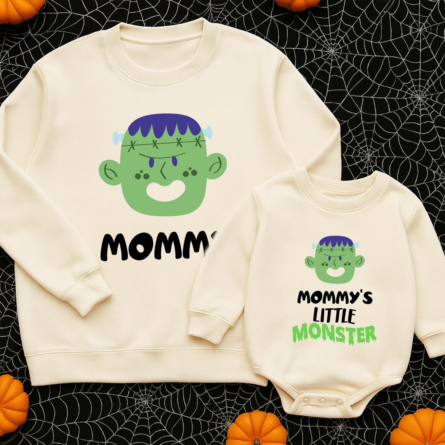 Mommy's Little Monster Halloween Baby Romper Cute Green Blue Frankenstein Monster Head Star Stitch Graphics Infant Boy Outfit First Halloween Gift