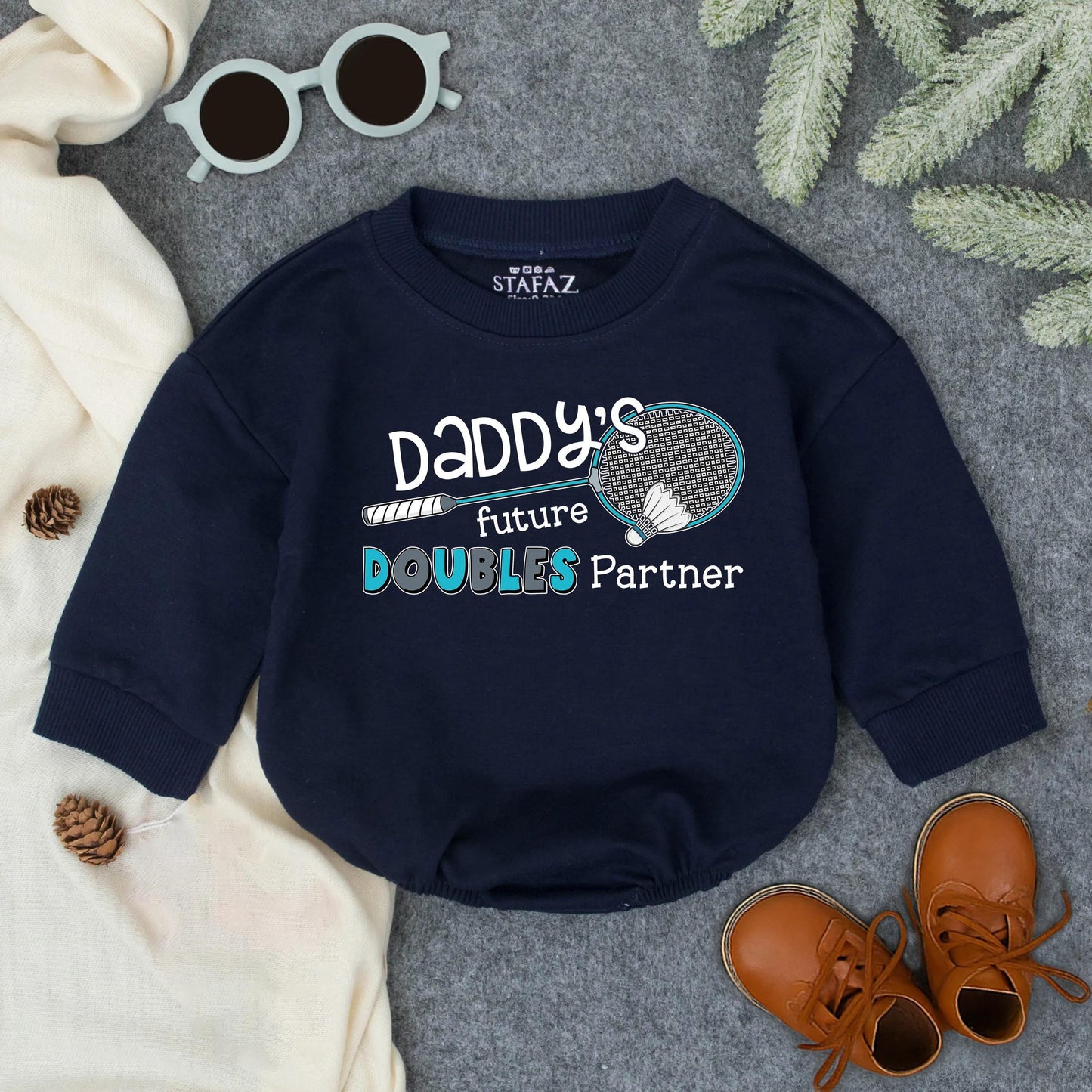 Daddy’s Future Doubles Partner Baby Romper Cute Badminton Infant Outfit Sports Toddler Bodysuit Athlete Baby Clothes