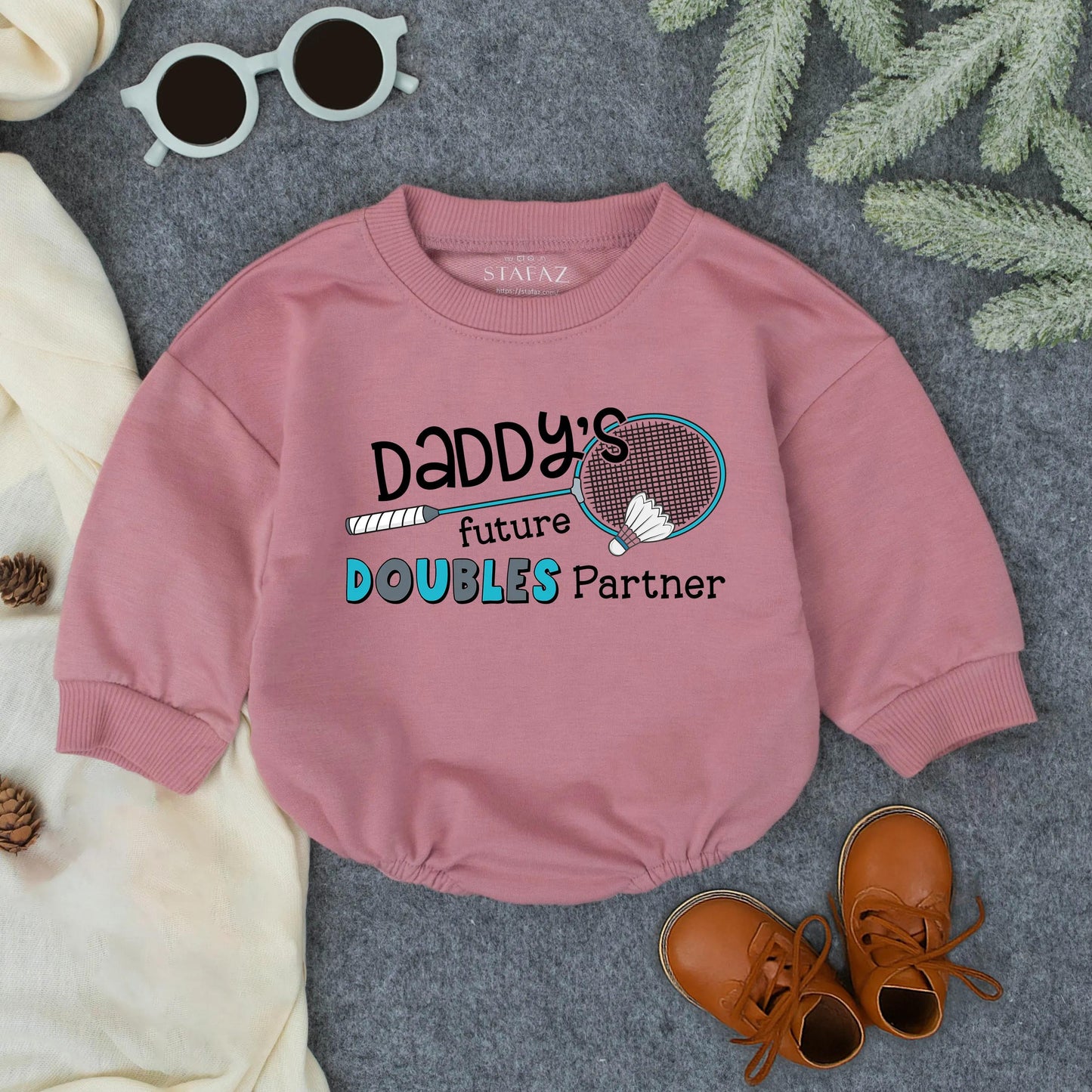 Daddy’s Future Doubles Partner Baby Romper Cute Badminton Infant Outfit Sports Toddler Bodysuit Athlete Baby Clothes