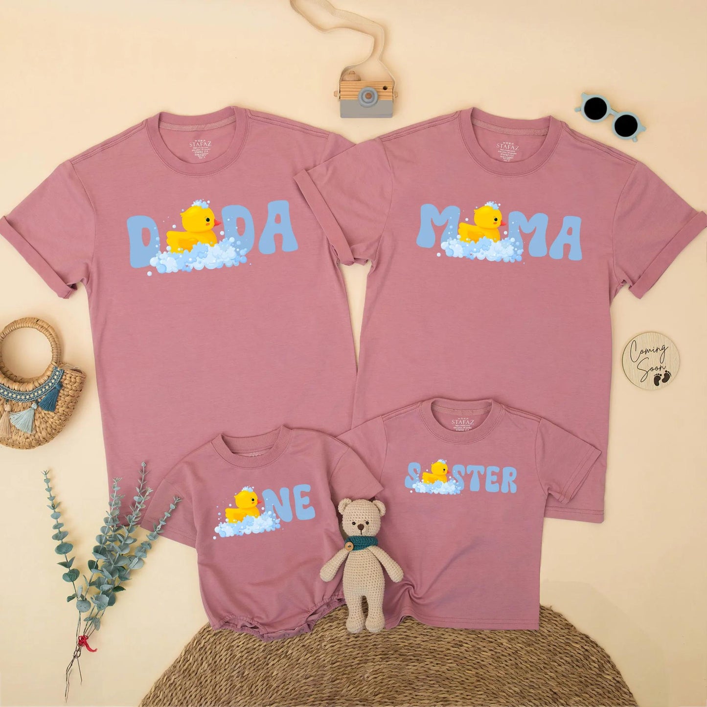One Lucky Duck Family Birthday Shirts, Cute Ducky 1st Birthday Boy or Girl Outfit, Matching Mama Dada Sister One Year Old Party, Soft Cotton