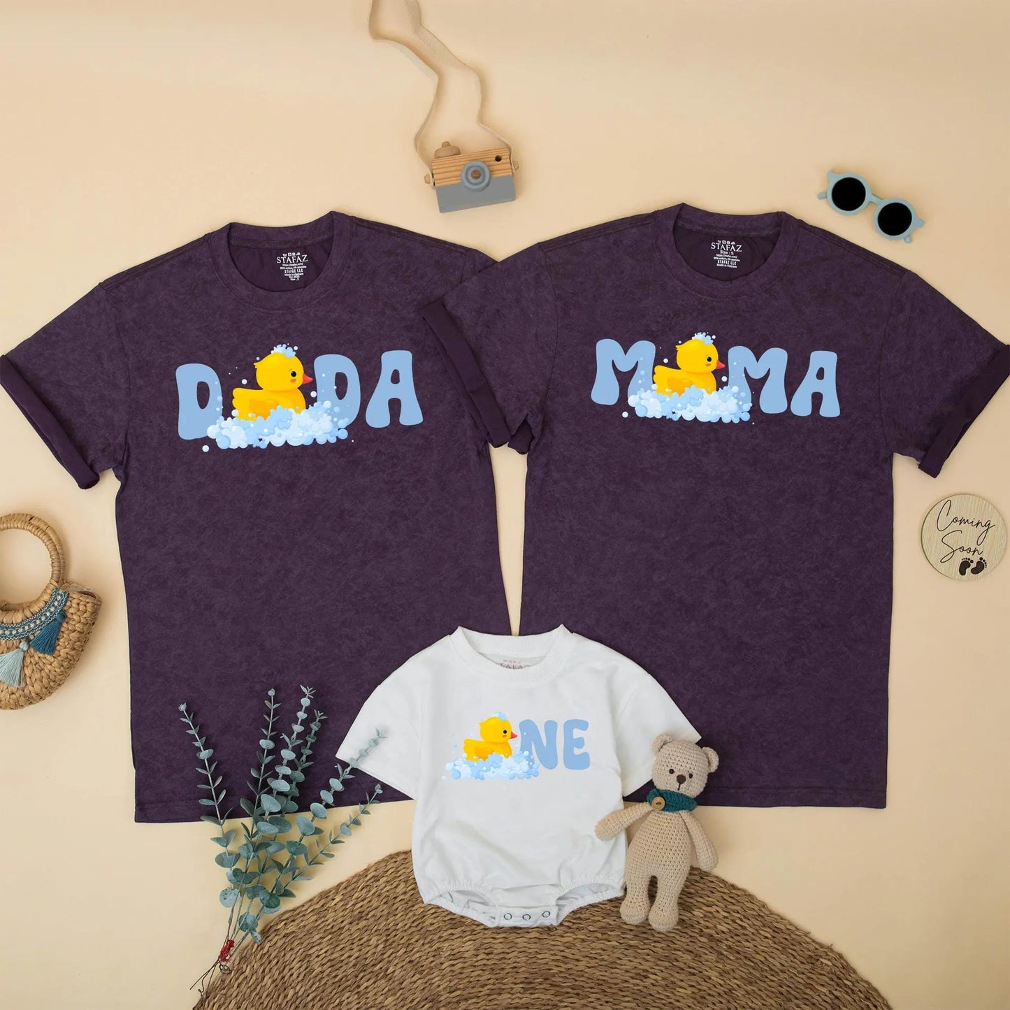 One Lucky Duck Family Birthday Shirts, Cute Ducky 1st Birthday Boy or Girl Outfit, Matching Mama Dada Sister One Year Old Party, Soft Cotton