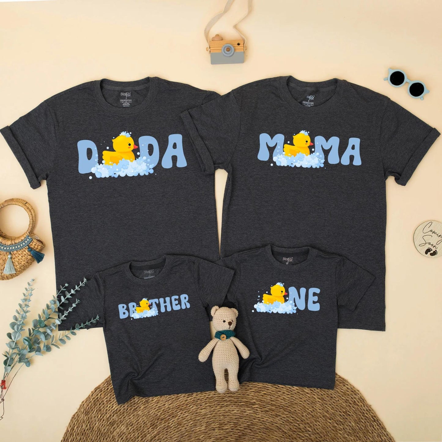 One Lucky Duck Family Birthday Shirts, Cute Ducky 1st Birthday Boy or Girl Outfit, Matching Mama Dada Sister One Year Old Party, Soft Cotton