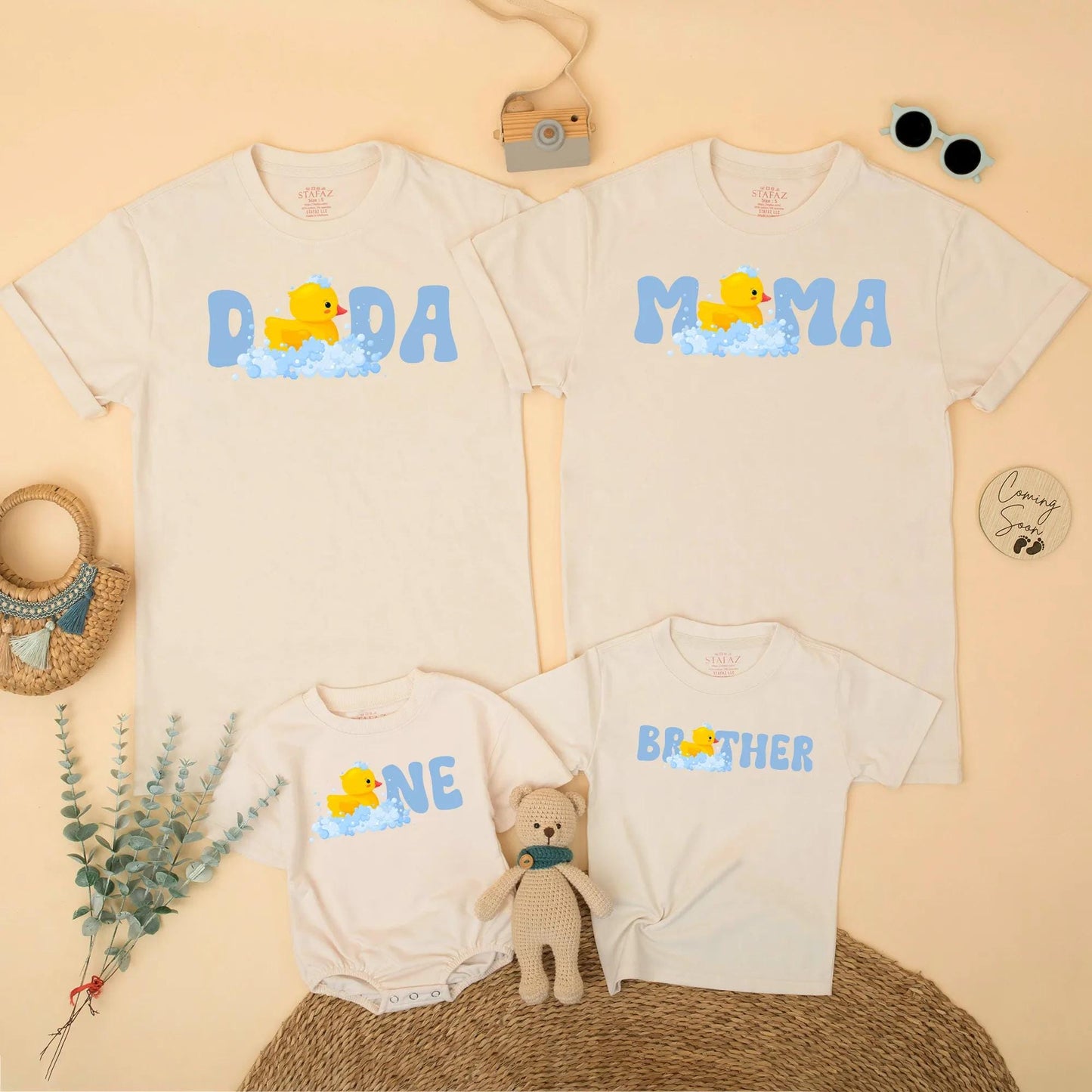 One Lucky Duck Family Birthday Shirts, Cute Ducky 1st Birthday Boy or Girl Outfit, Matching Mama Dada Sister One Year Old Party, Soft Cotton